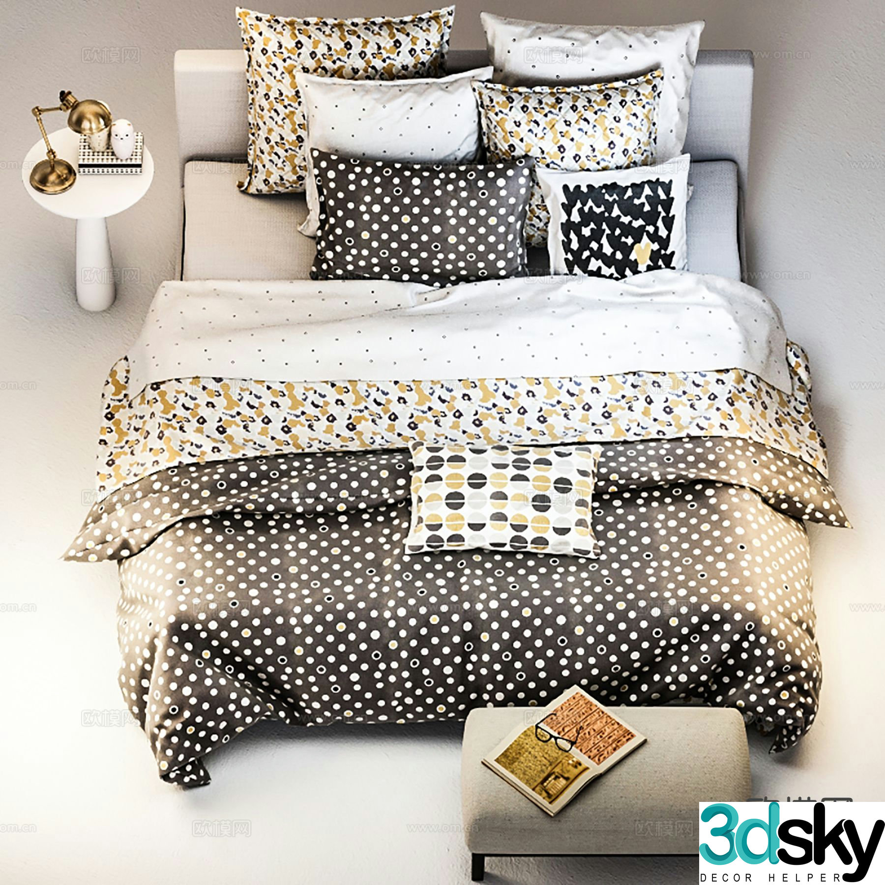 Modern double bed 3d model