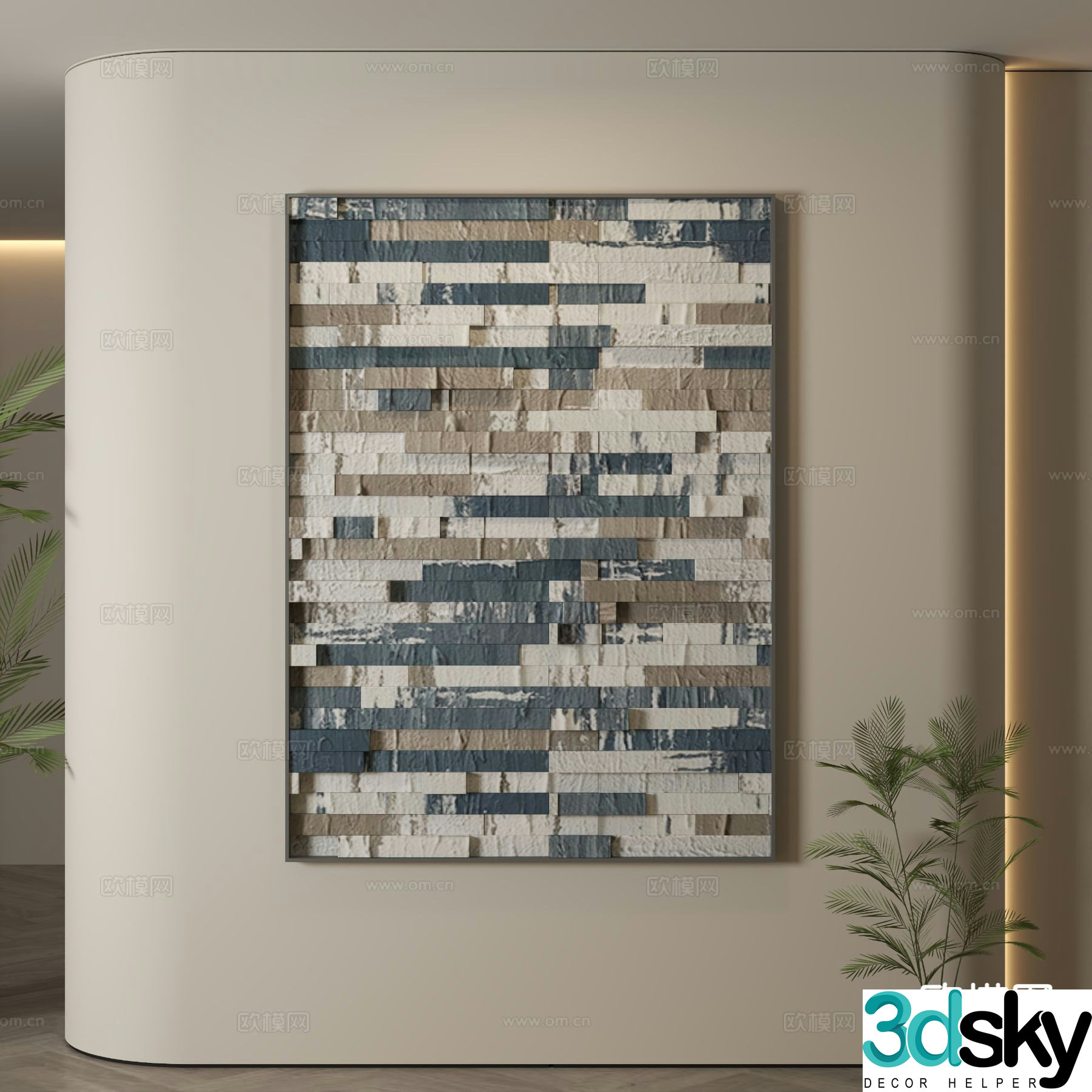 Modern texture painting decorative painting 3d model