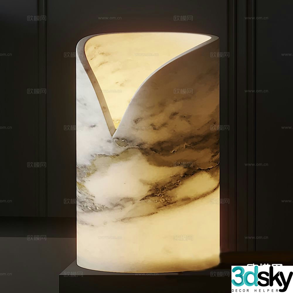 Marble table lamp lamp lighting 3d model