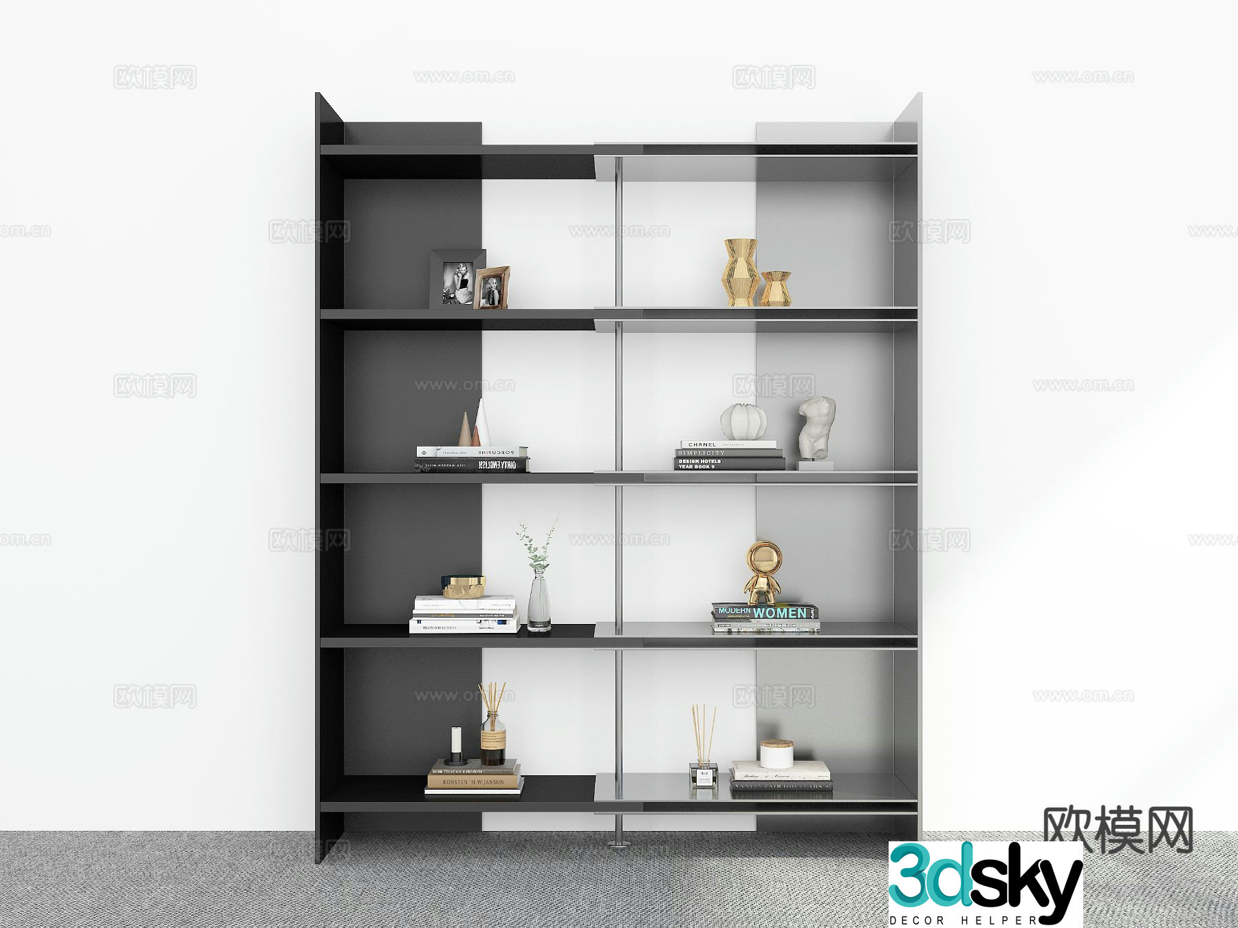 Modern bookshelf 3d model