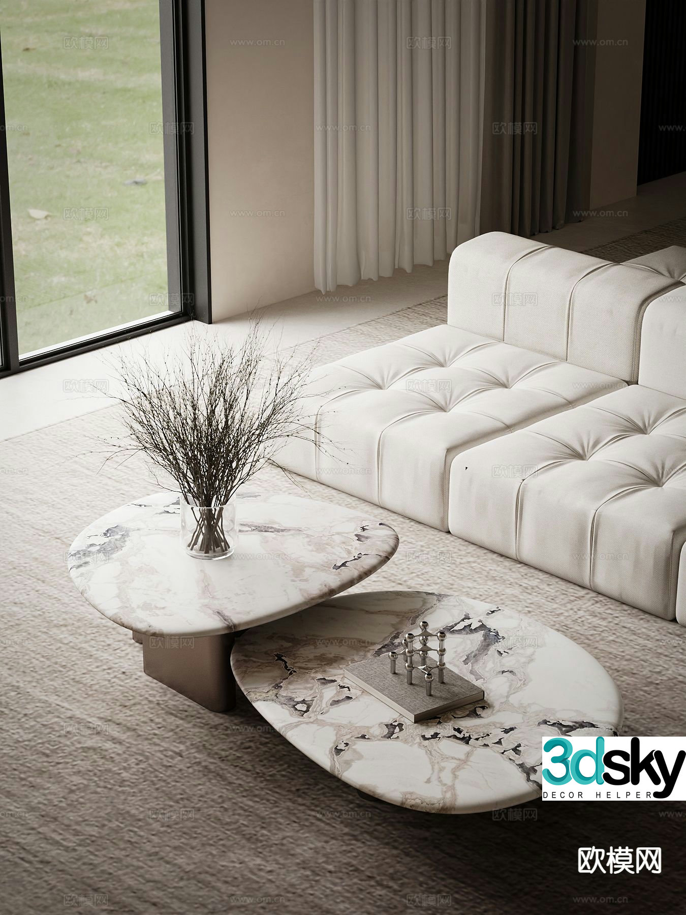 Mother and son coffee table marble coffee table 3d model