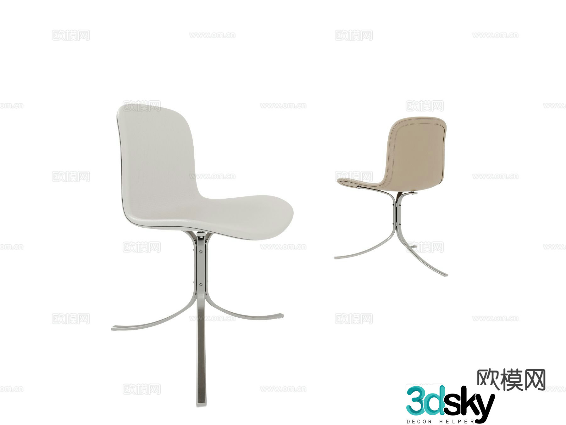 Modern single chair leather chair dining chair 3d model