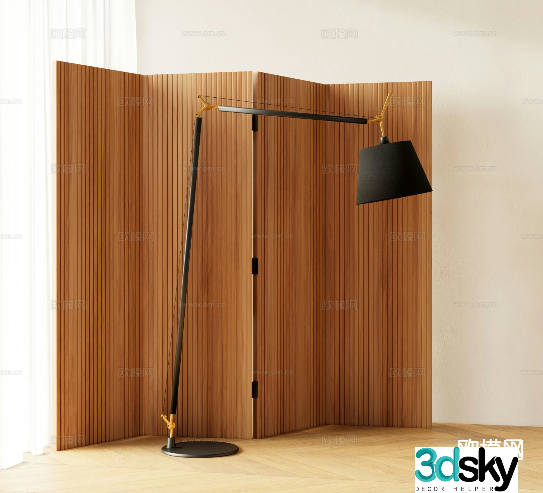 Industrial style floor lamp 3d model
