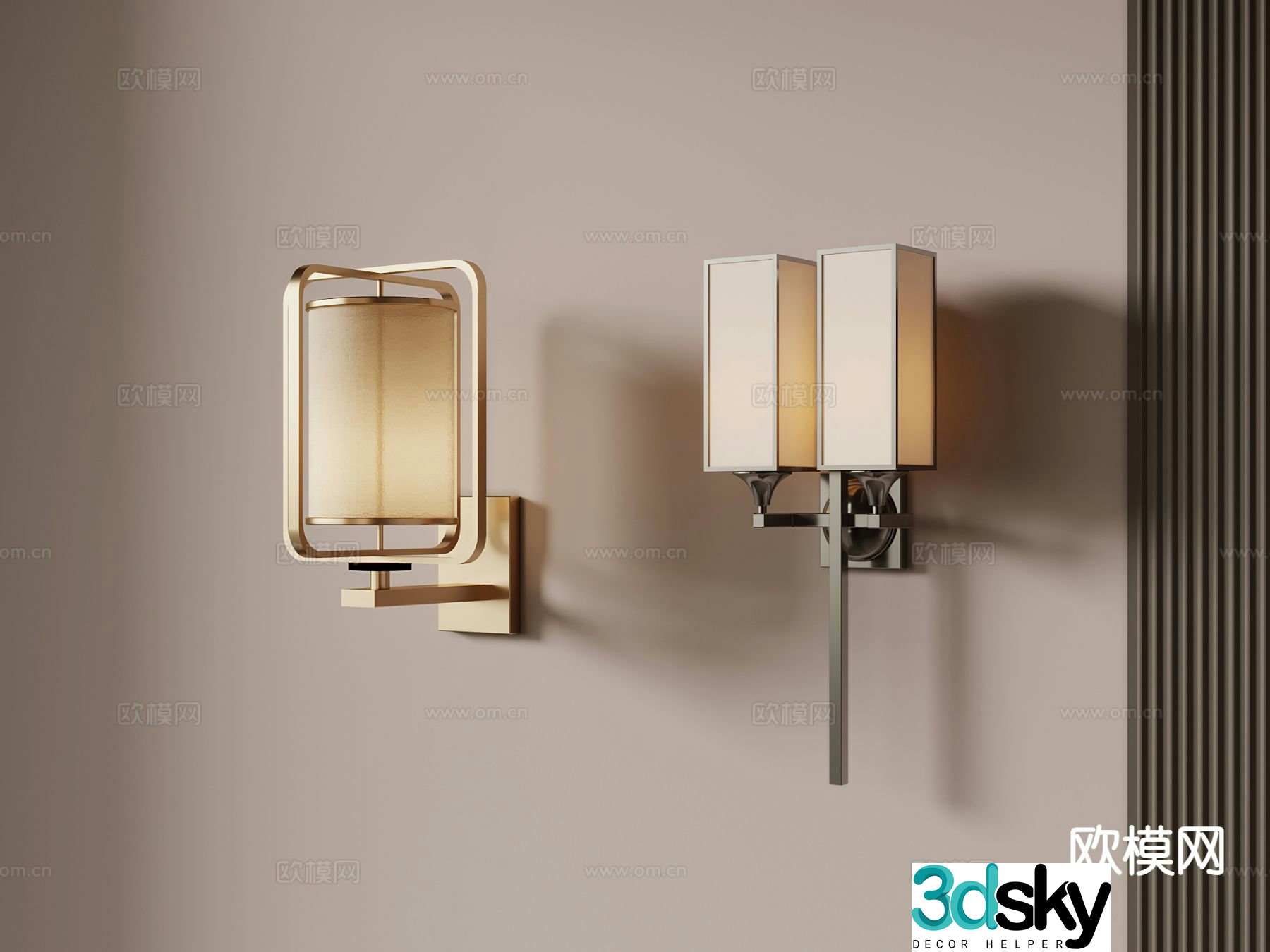 New Chinese style wall lamp wrought iron wall lamp 3d model