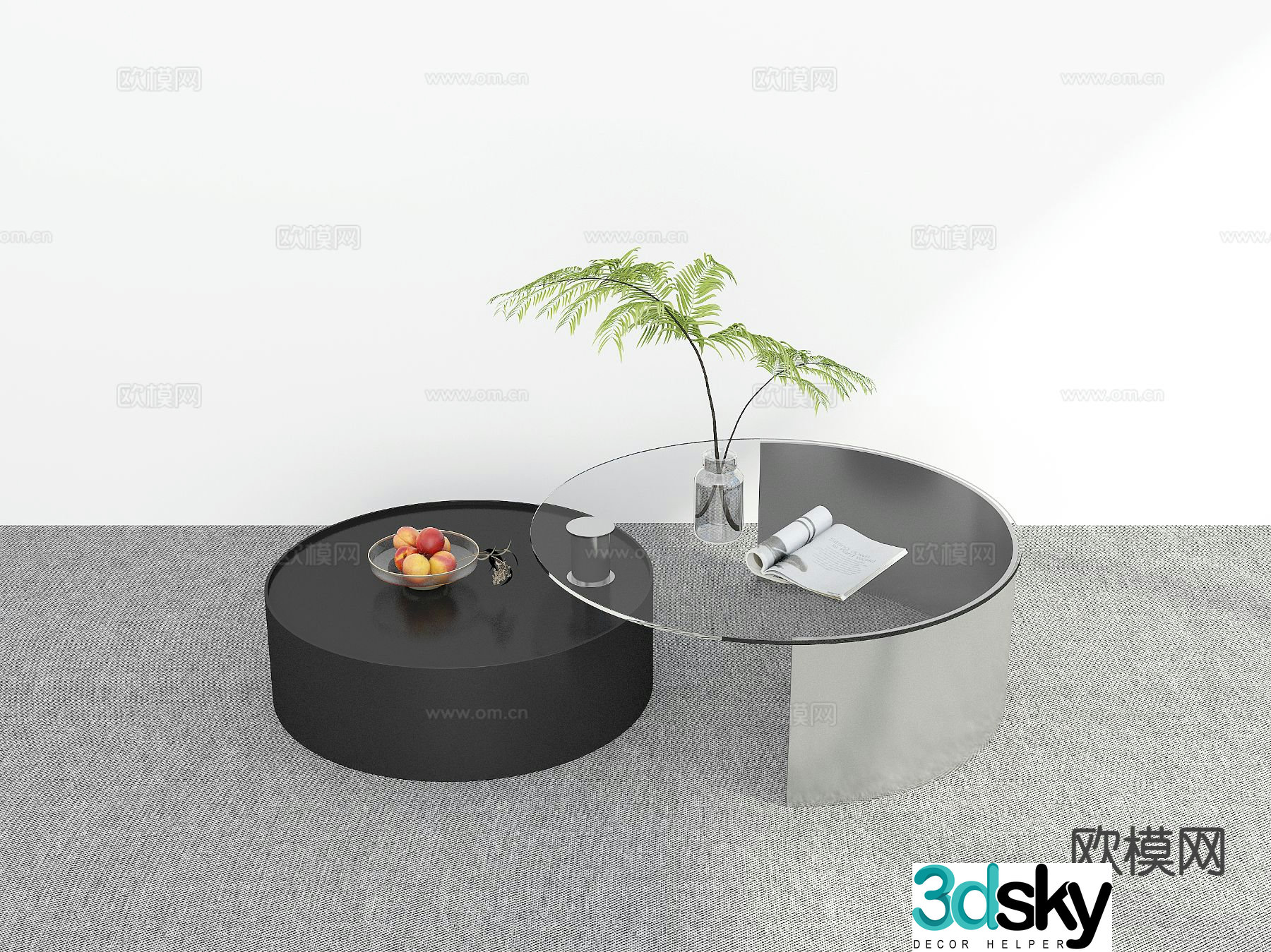 Modern double coffee table 3d model