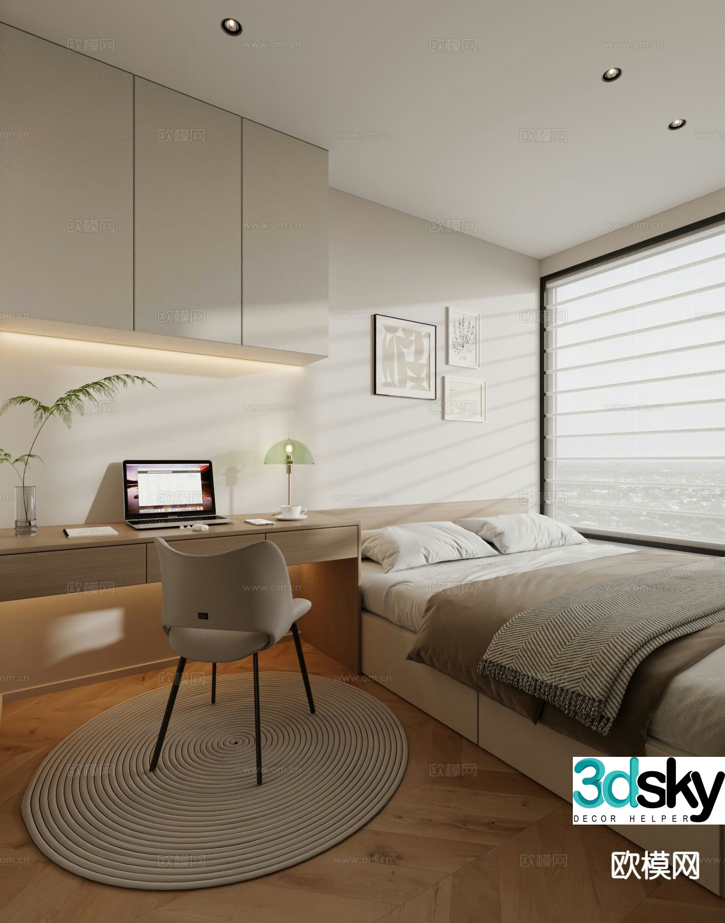Modern tatami bedroom 3d model