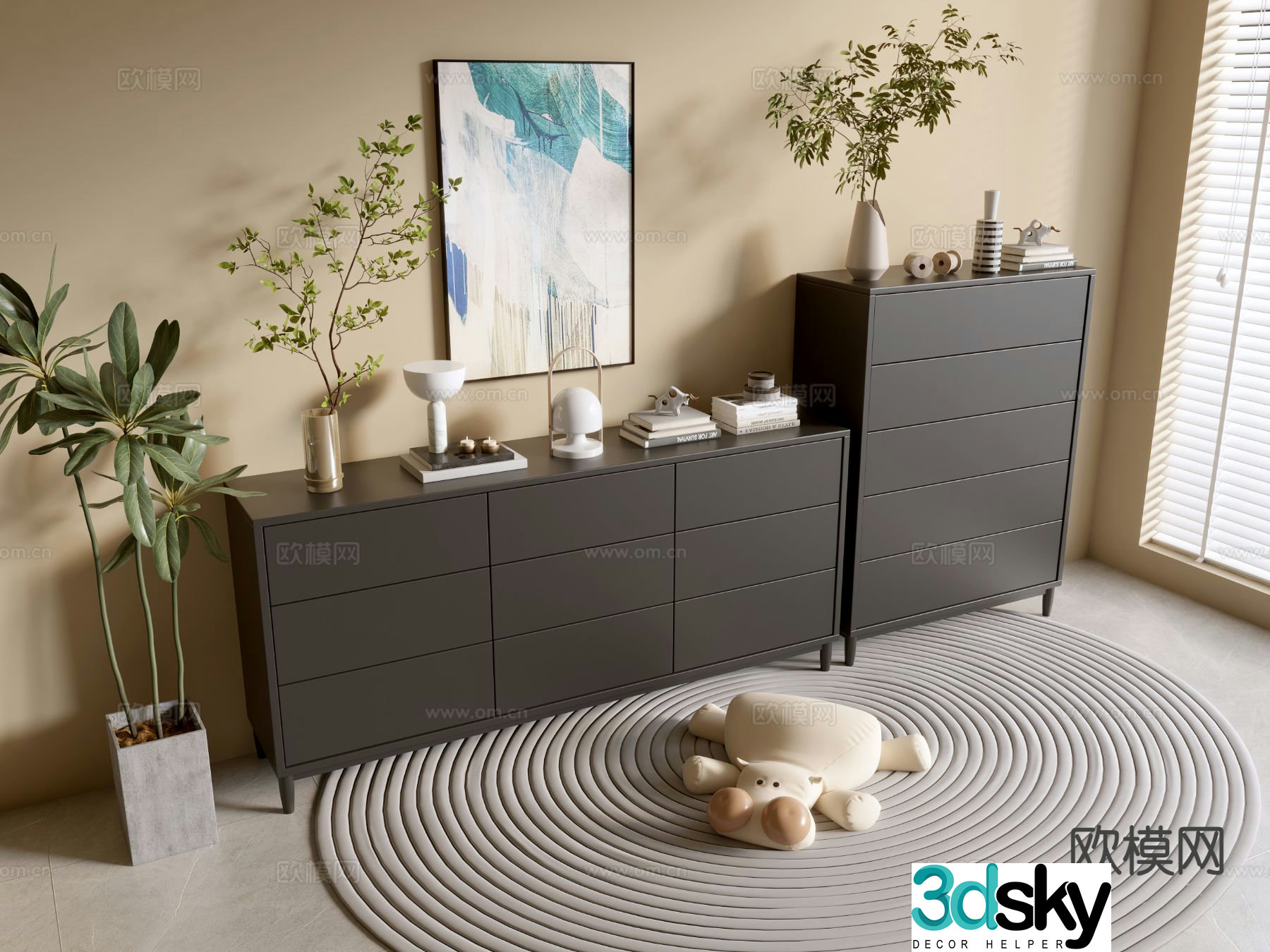 Modern entryway cabinet 3d model