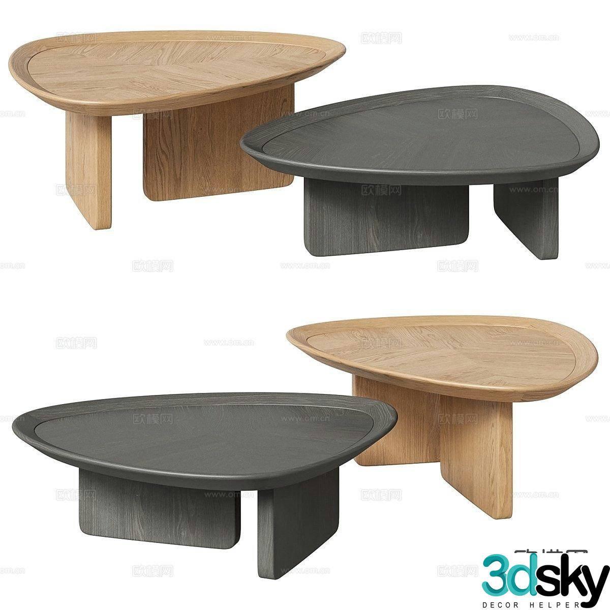 Log style coffee table mother-and-child coffee table 3d model