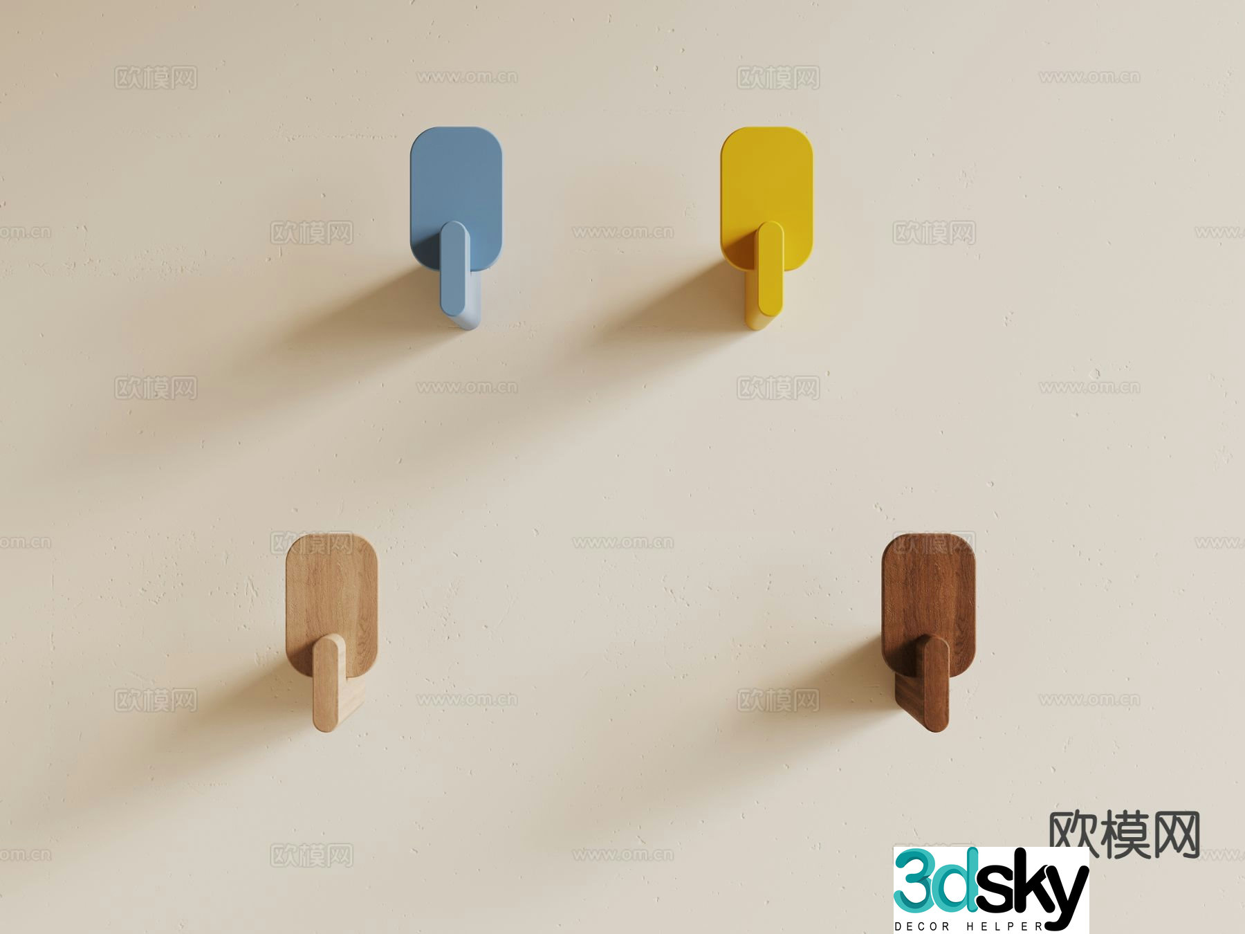 Clothes hook children’s color hook 3d model