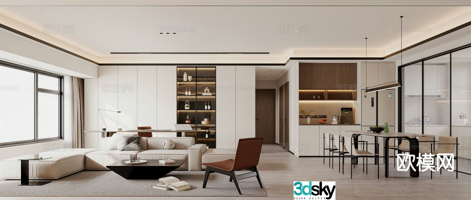 Modern guest restaurant 3d model