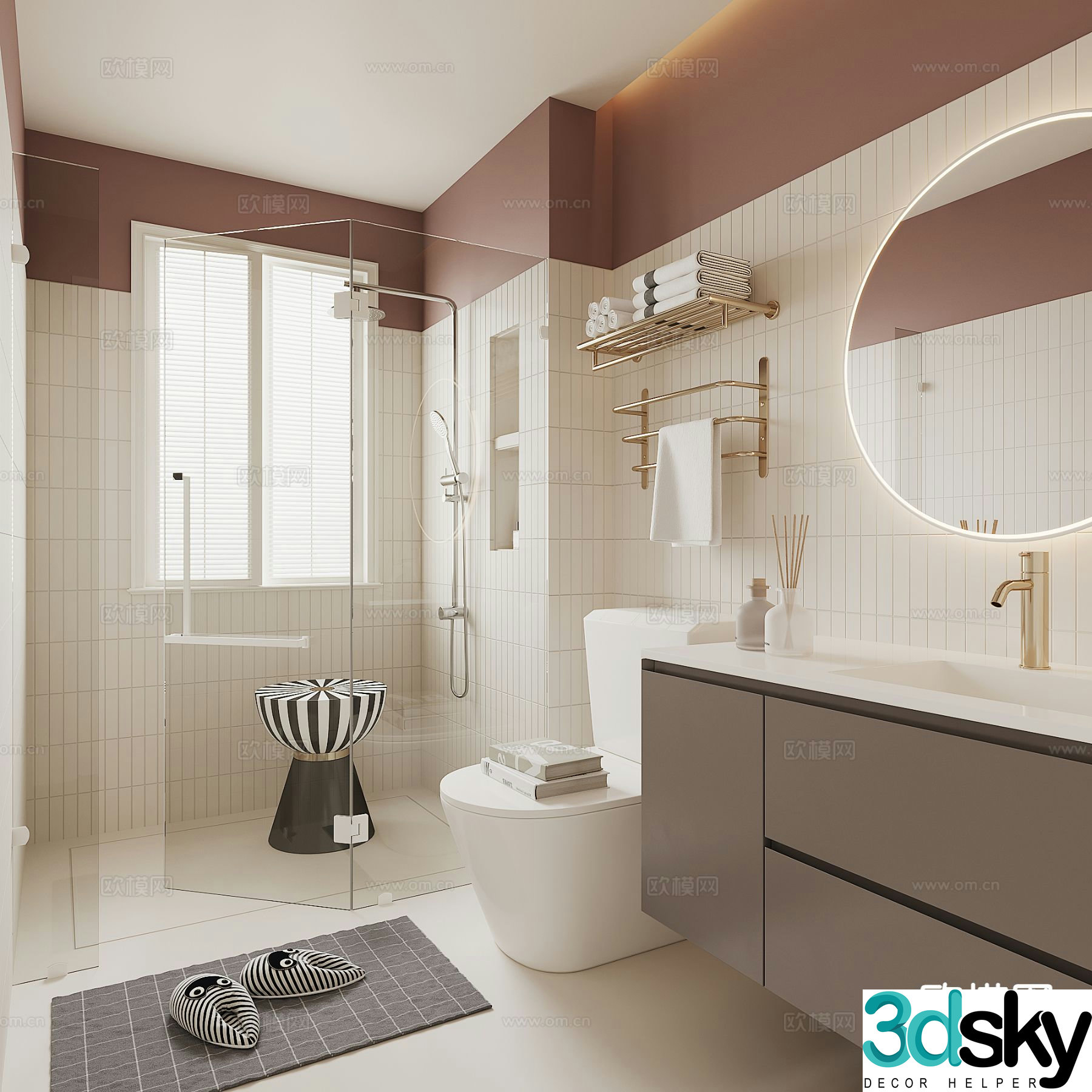 Cream style bathroom bathroom 3d model