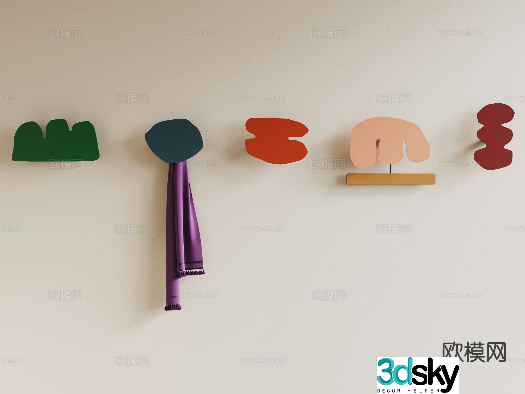 Cartoon hook children’s colorful clothes hook 3d model