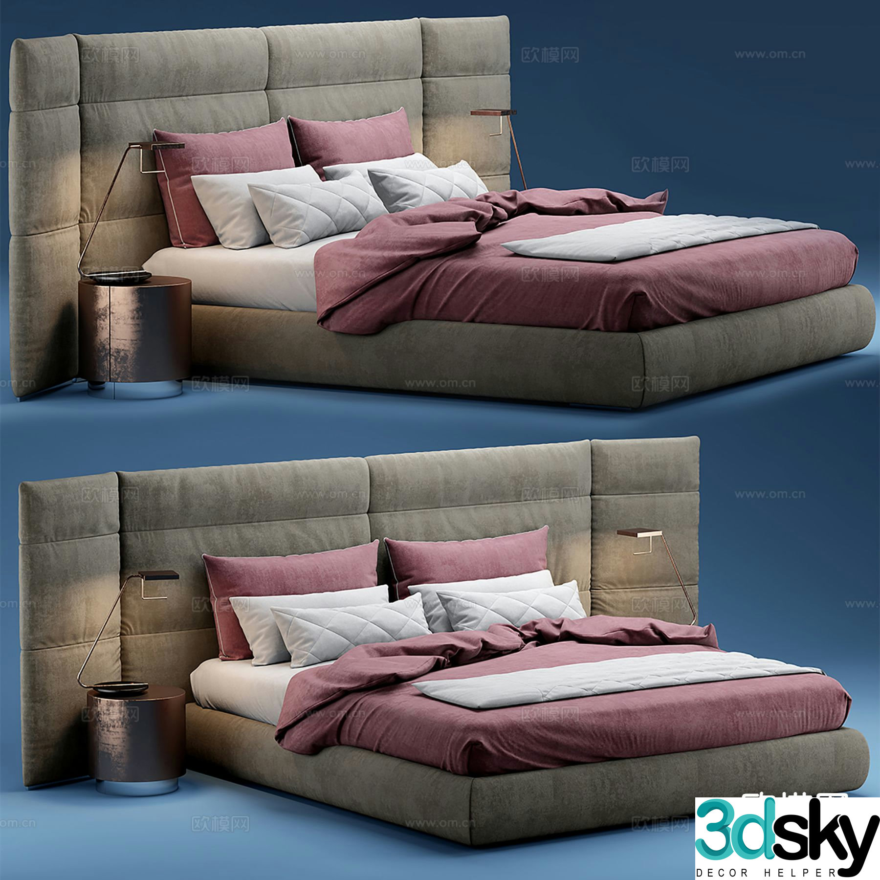 Italian double bed 3d model