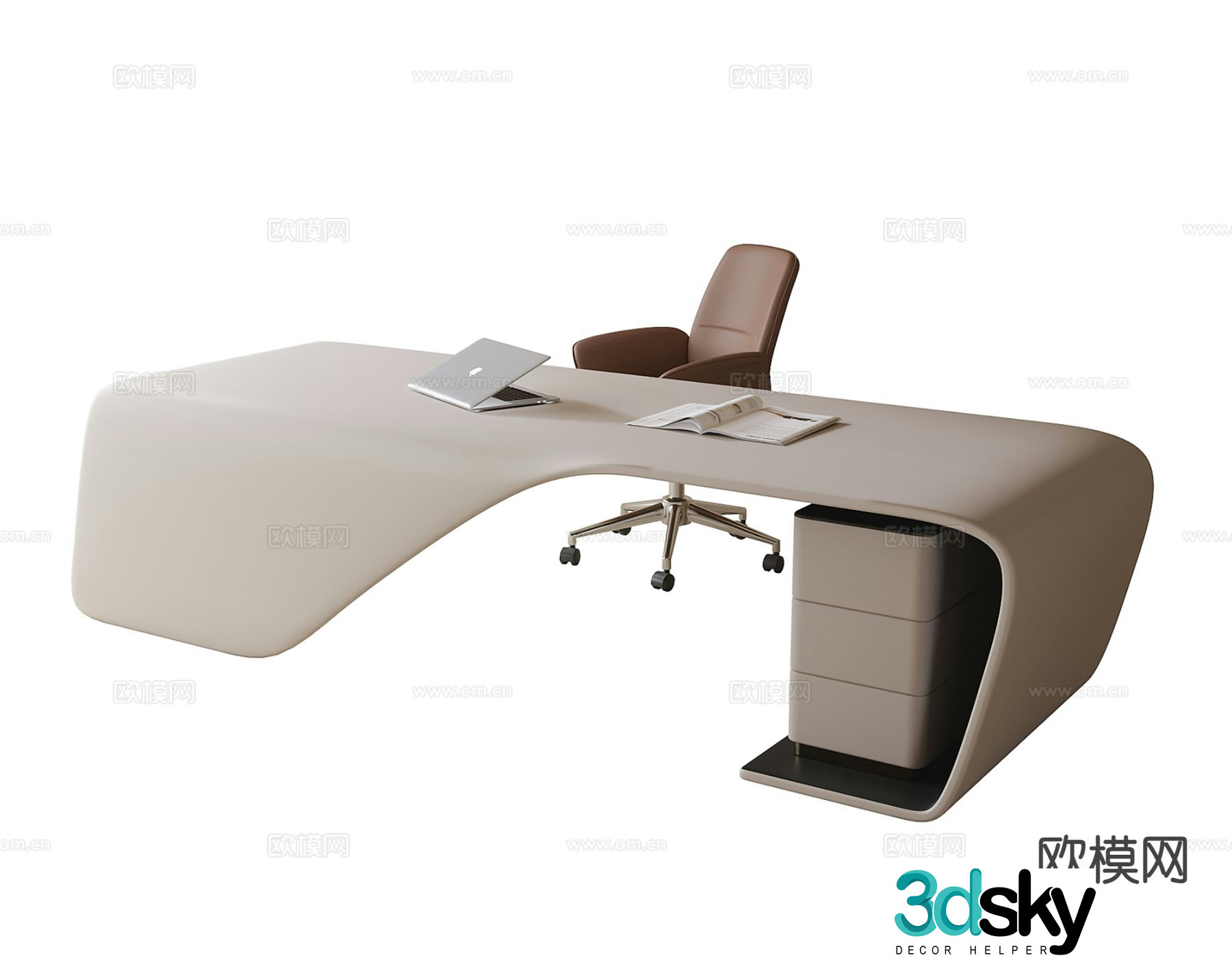 Modern desk desk executive desk boss desk 3d model