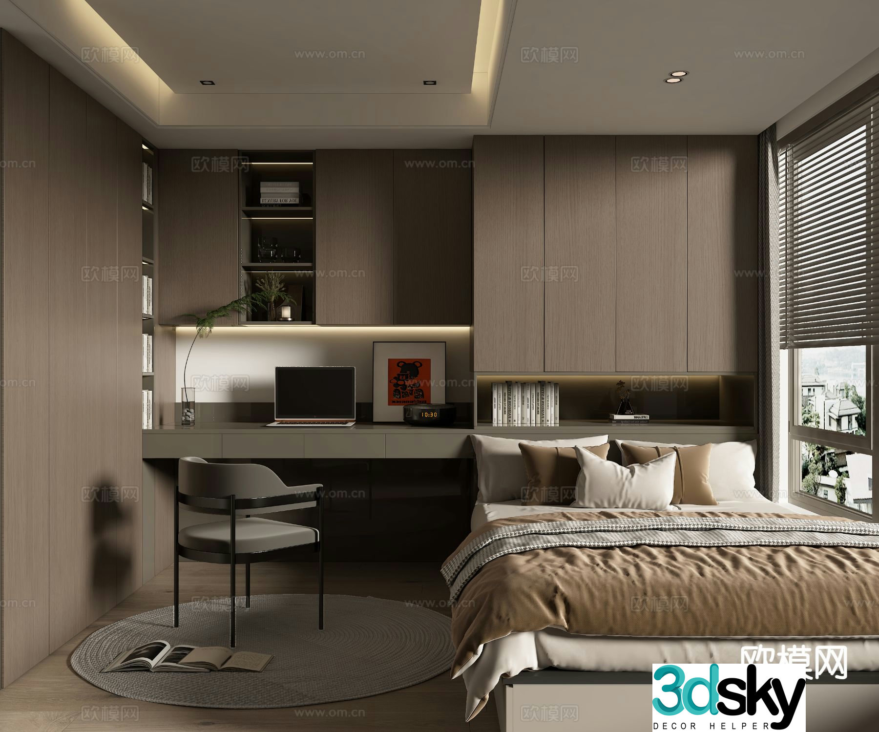 Modern tatami bedroom 3d model