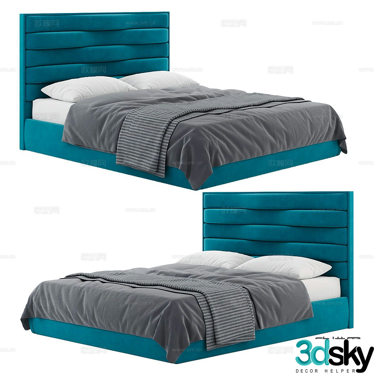 Modern double bed 3d model