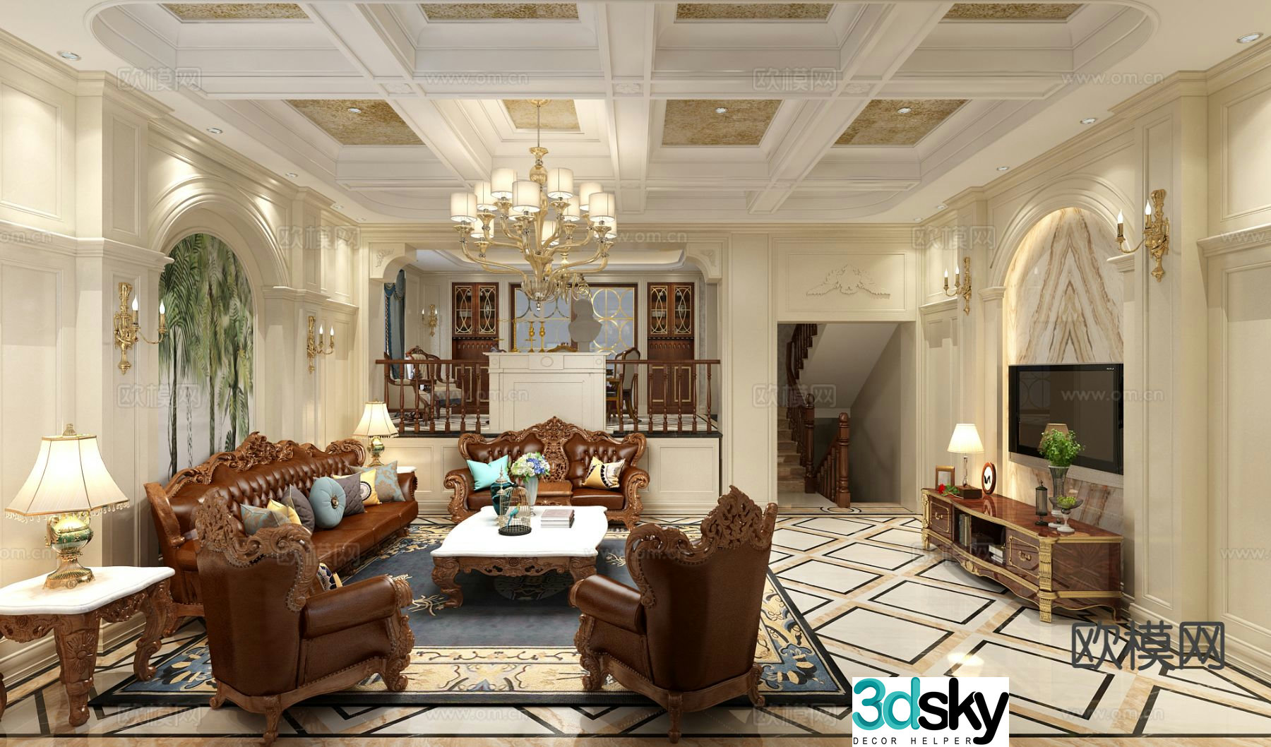 European classical guest restaurant 3D model