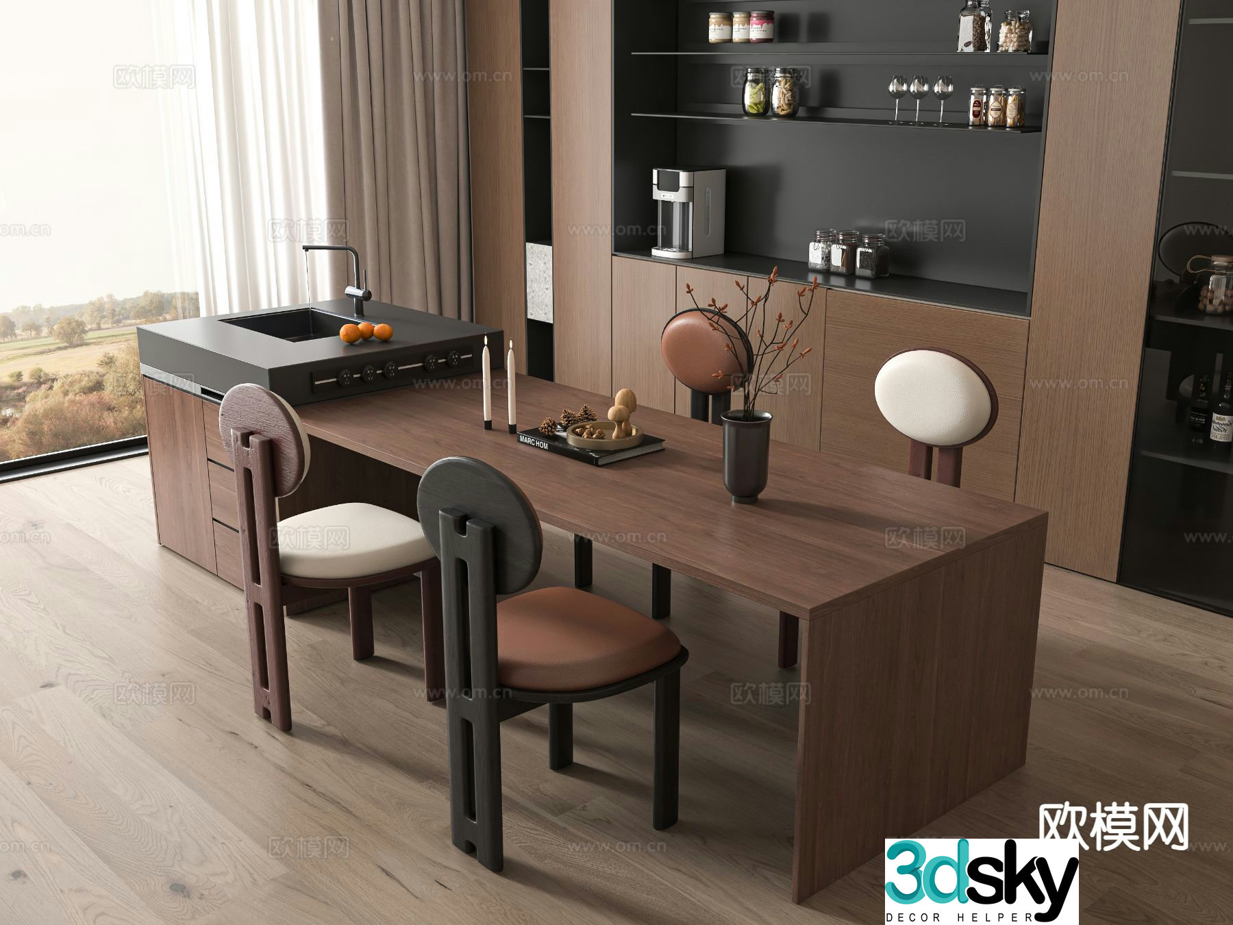3D model of medieval island restaurant