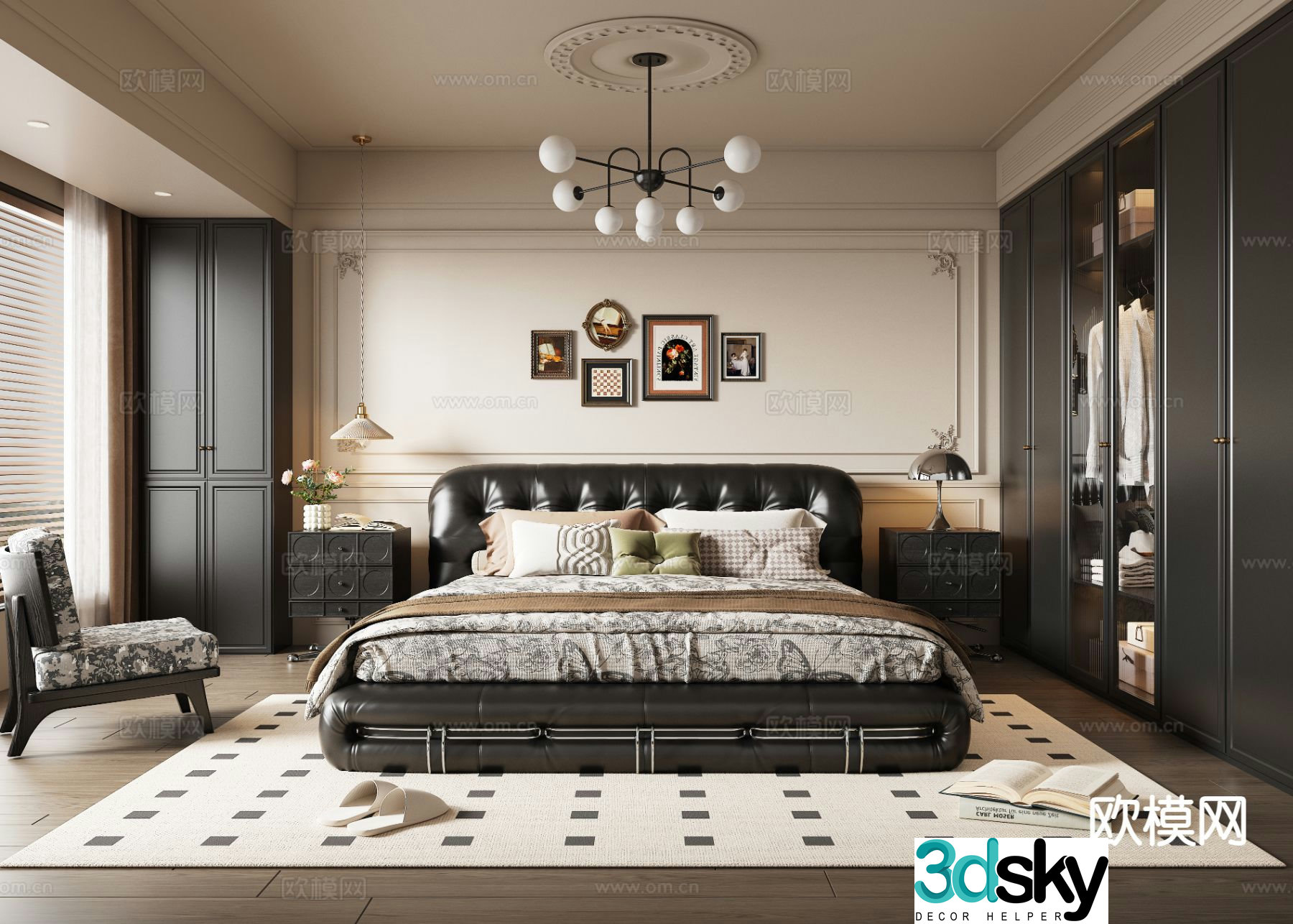 French retro bedroom master bedroom 3d model