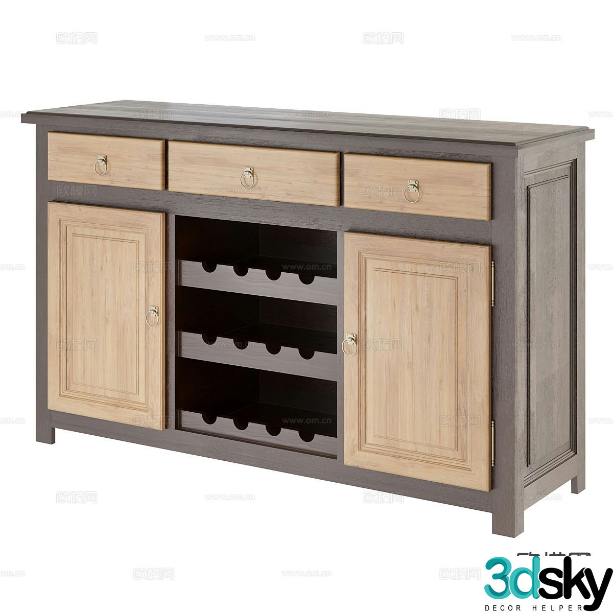 Nordic low cabinet wine cabinet sideboard 3D model