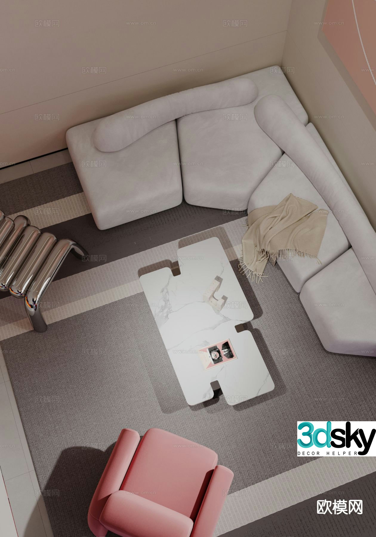 Modern sofa coffee table modular sofa 3d model