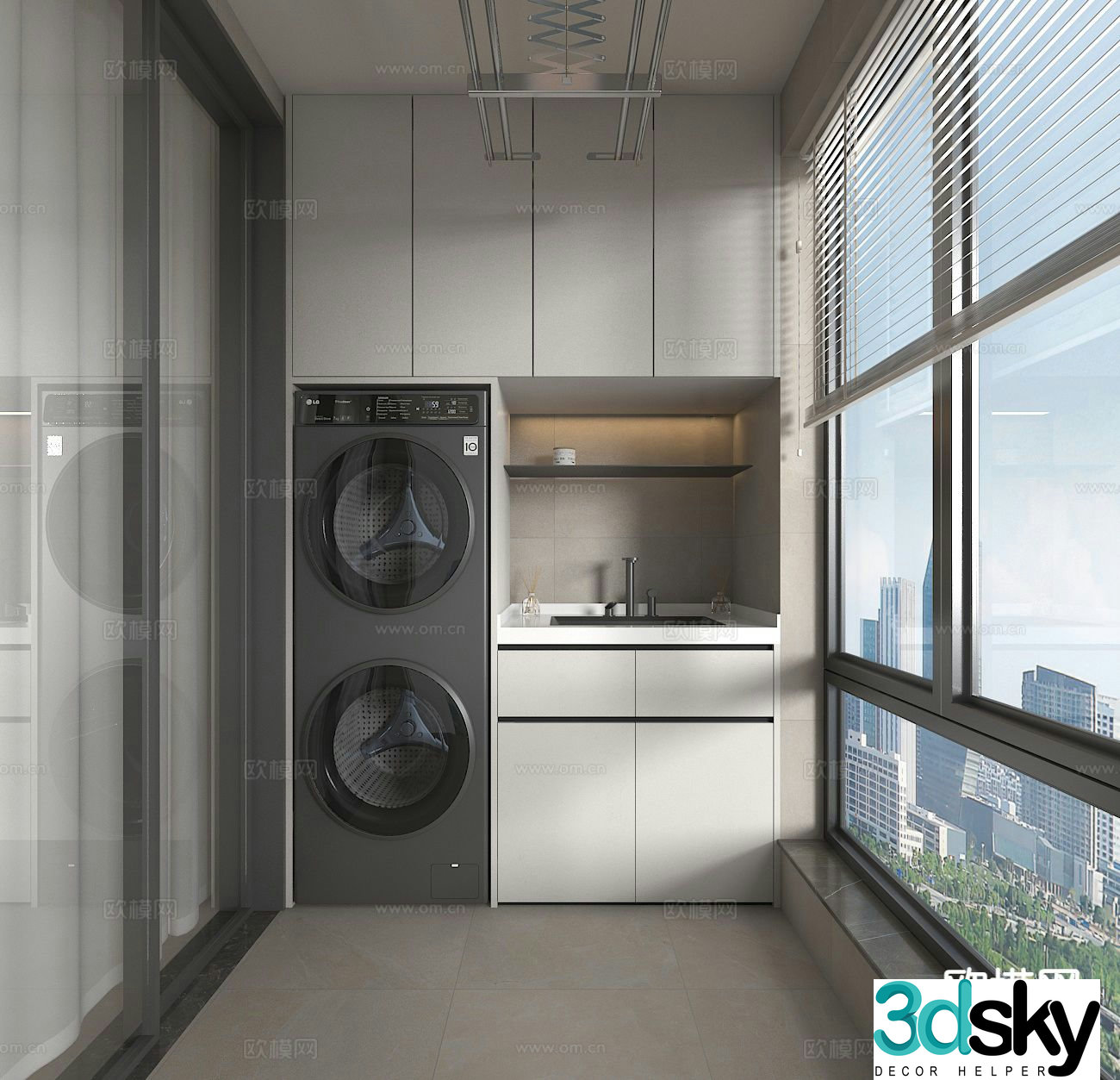 Modern living balcony 3d model