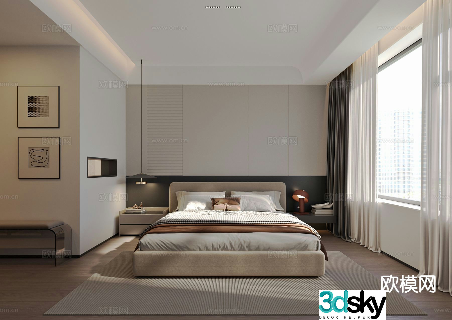 Modern bedroom master bedroom 3d model
