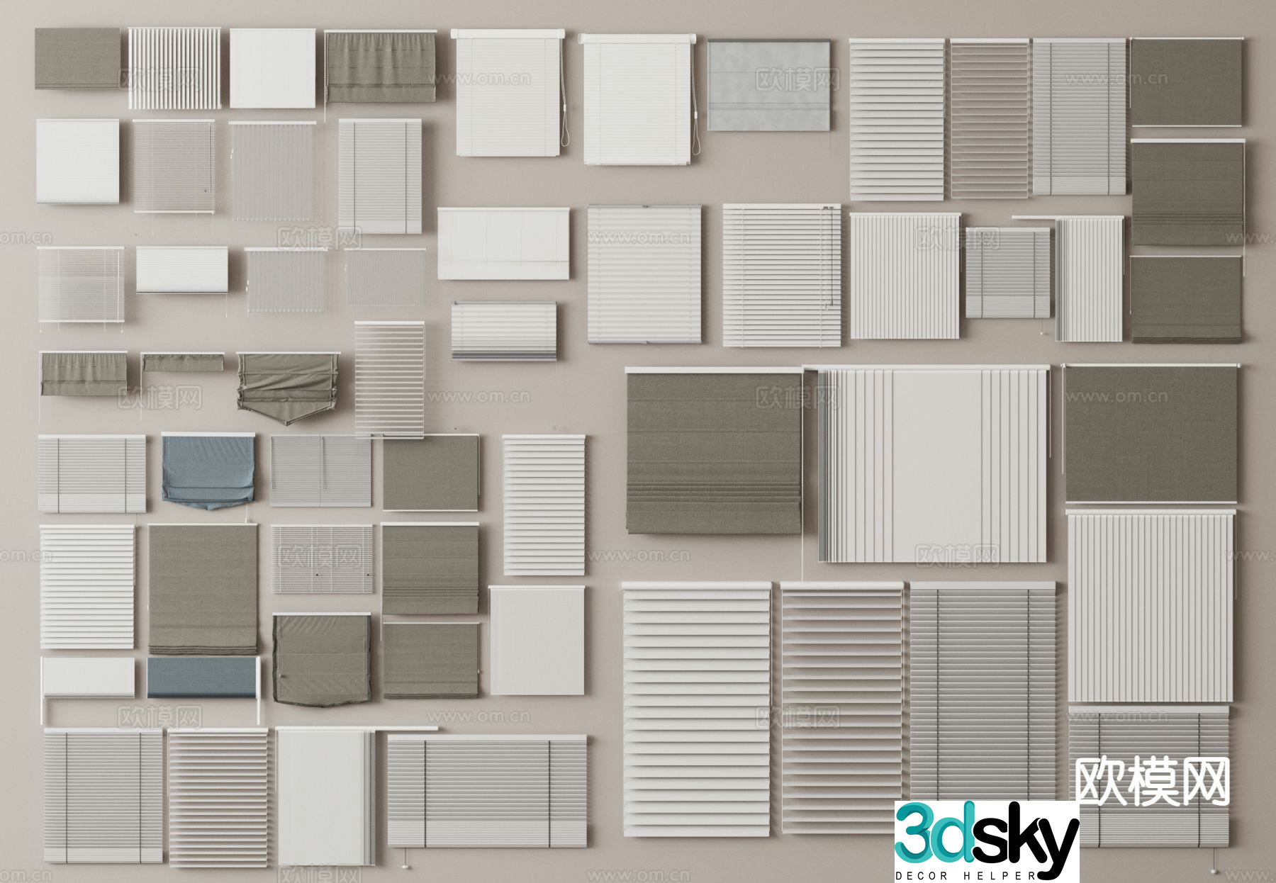 Modern Venetian Blinds Curtains Roman Blinds Fantasy Blinds 3D Model