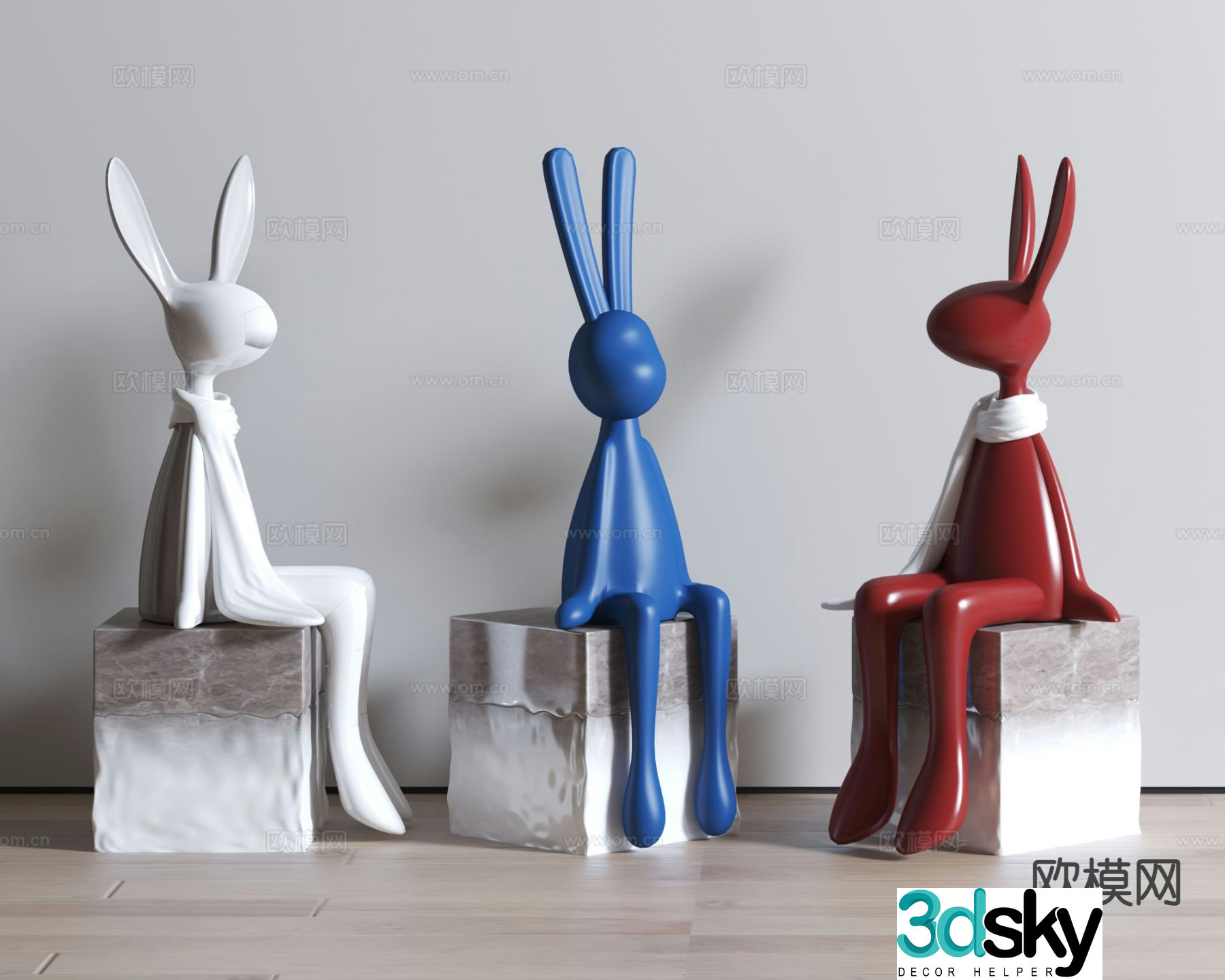 Rabbit sculpture cartoon ornament 3d model