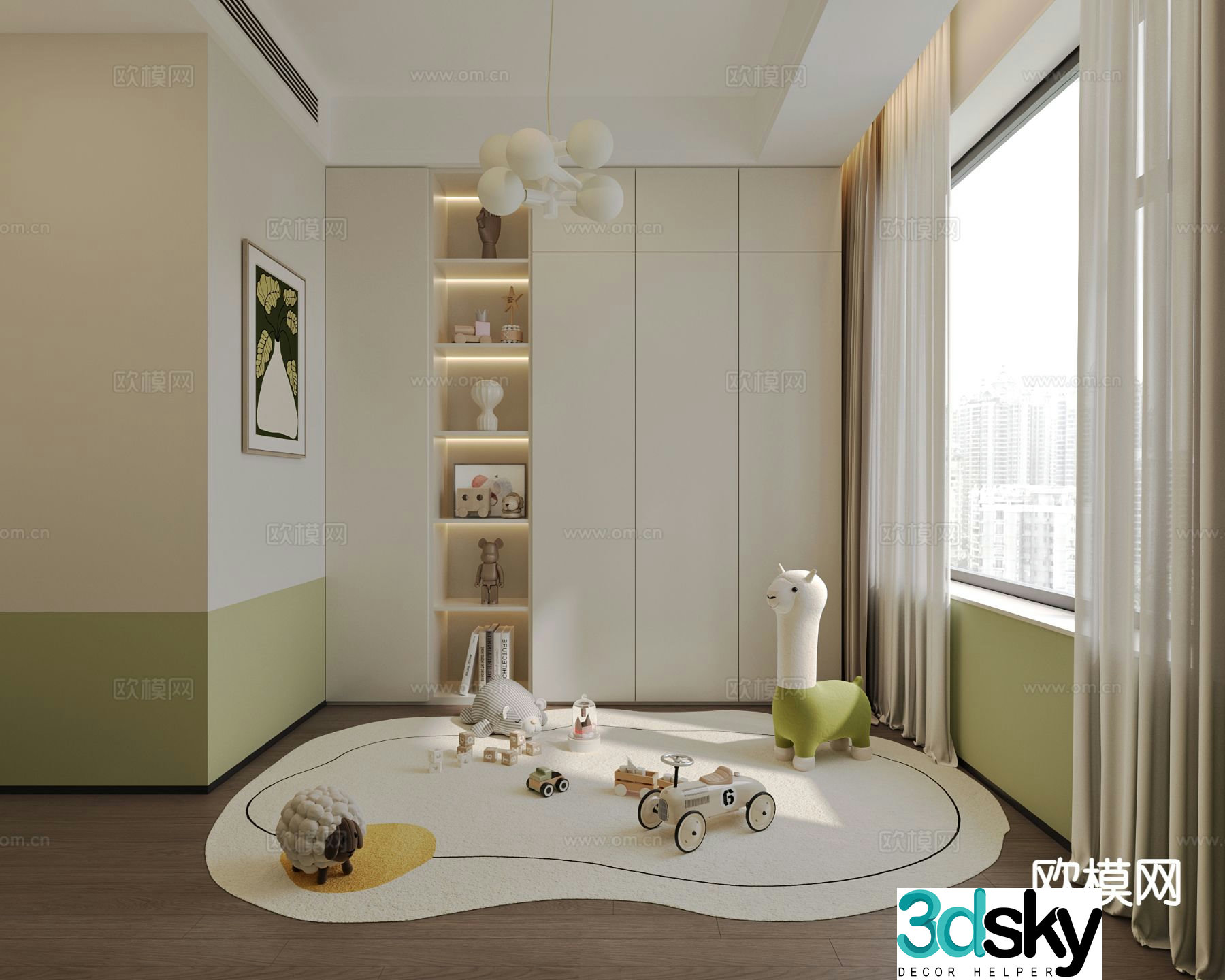 Modern children’s entertainment room 3d model