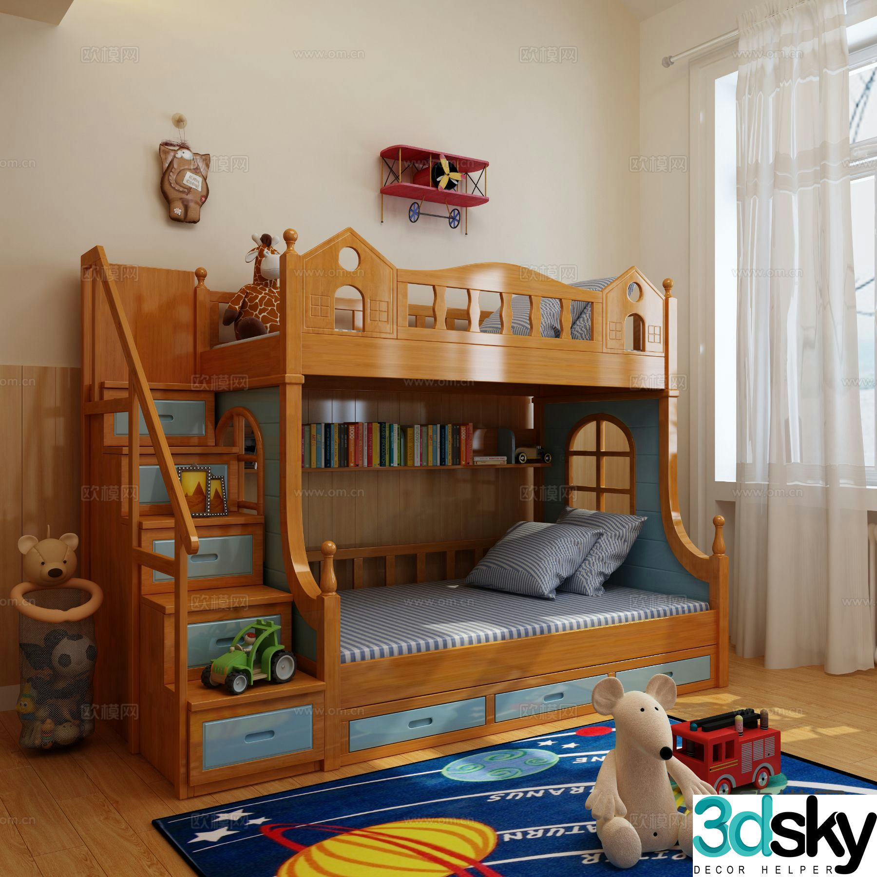 Modern children’s bed bunk bed bunk bed 3d model