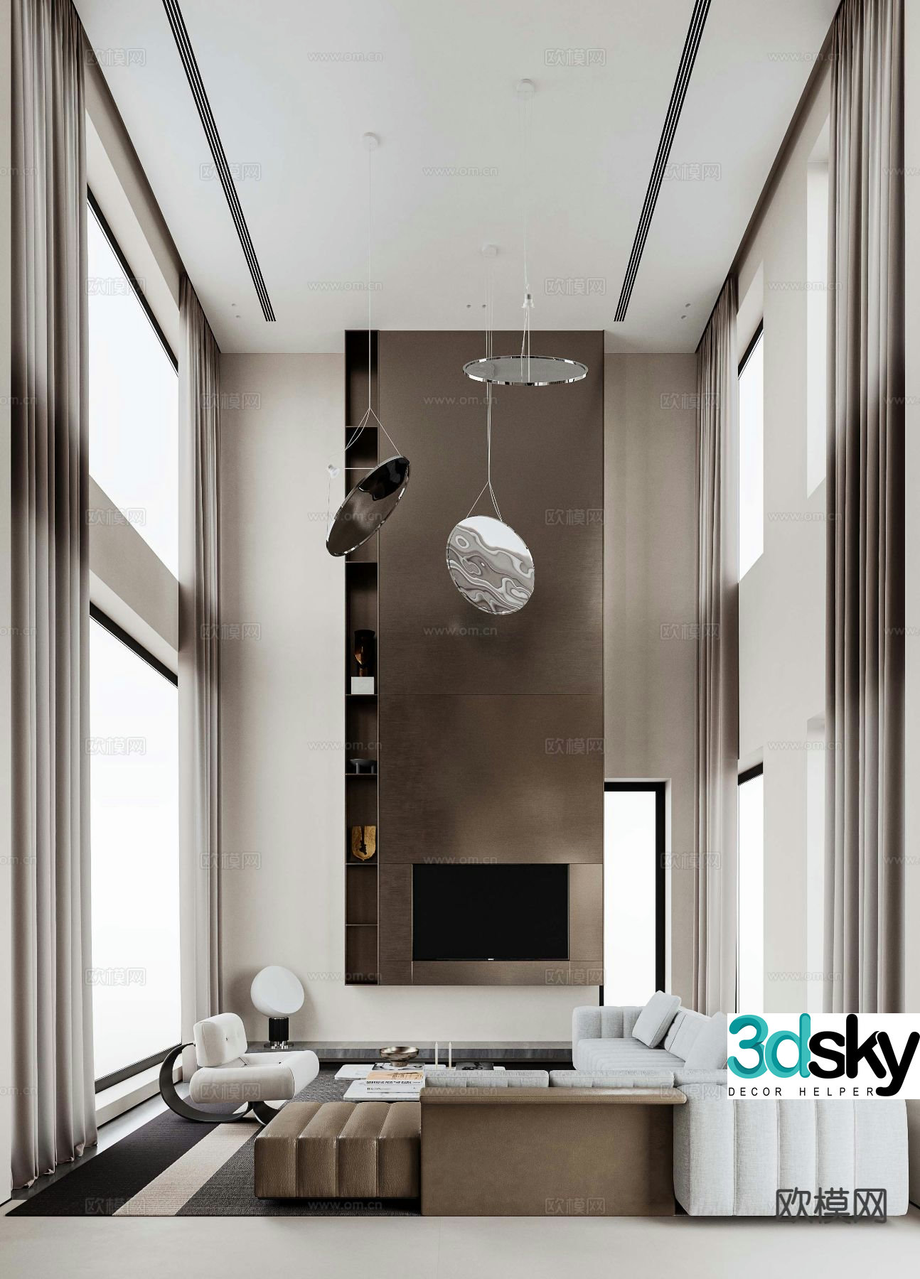 Modern villa living room 3d model