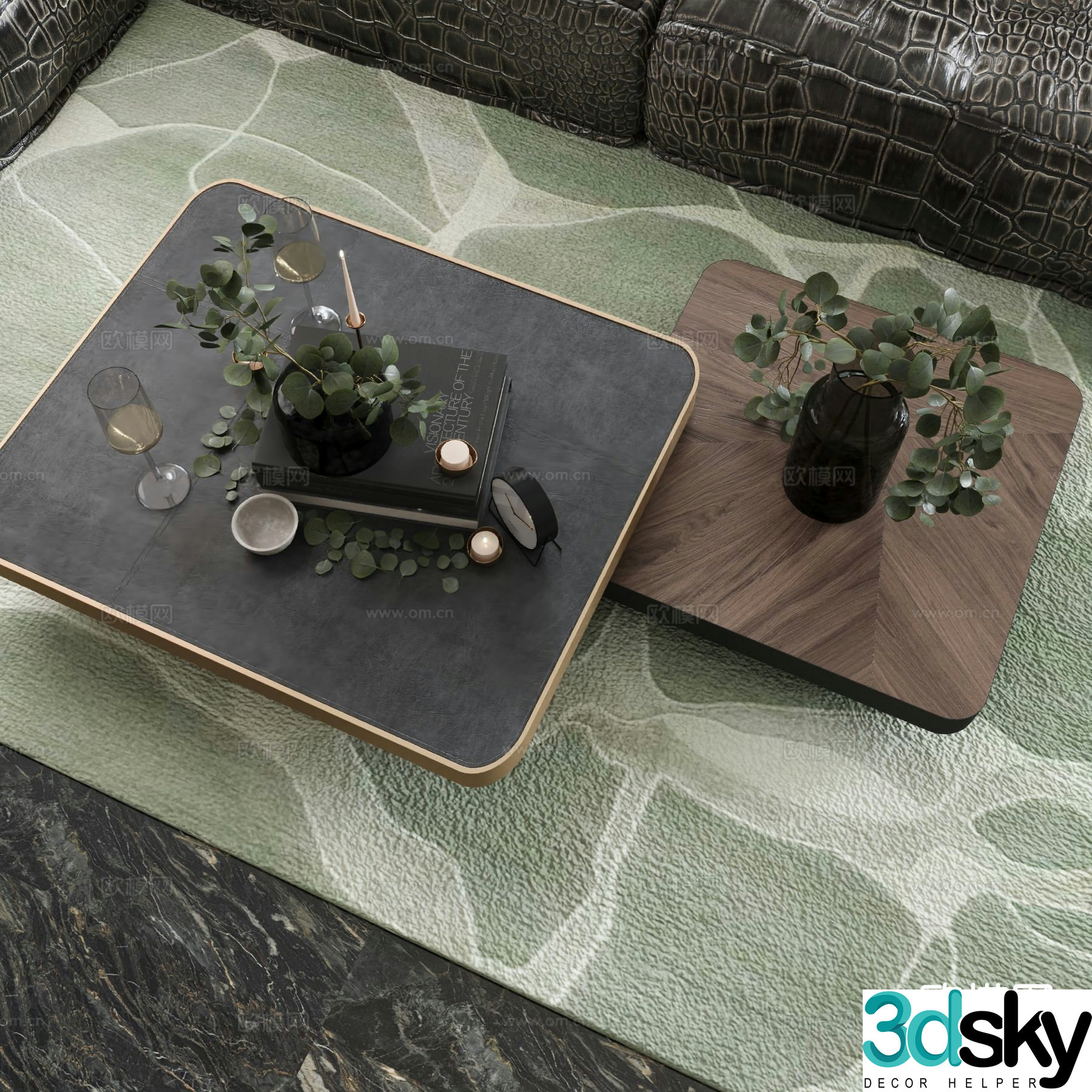 Modern double coffee table 3d model