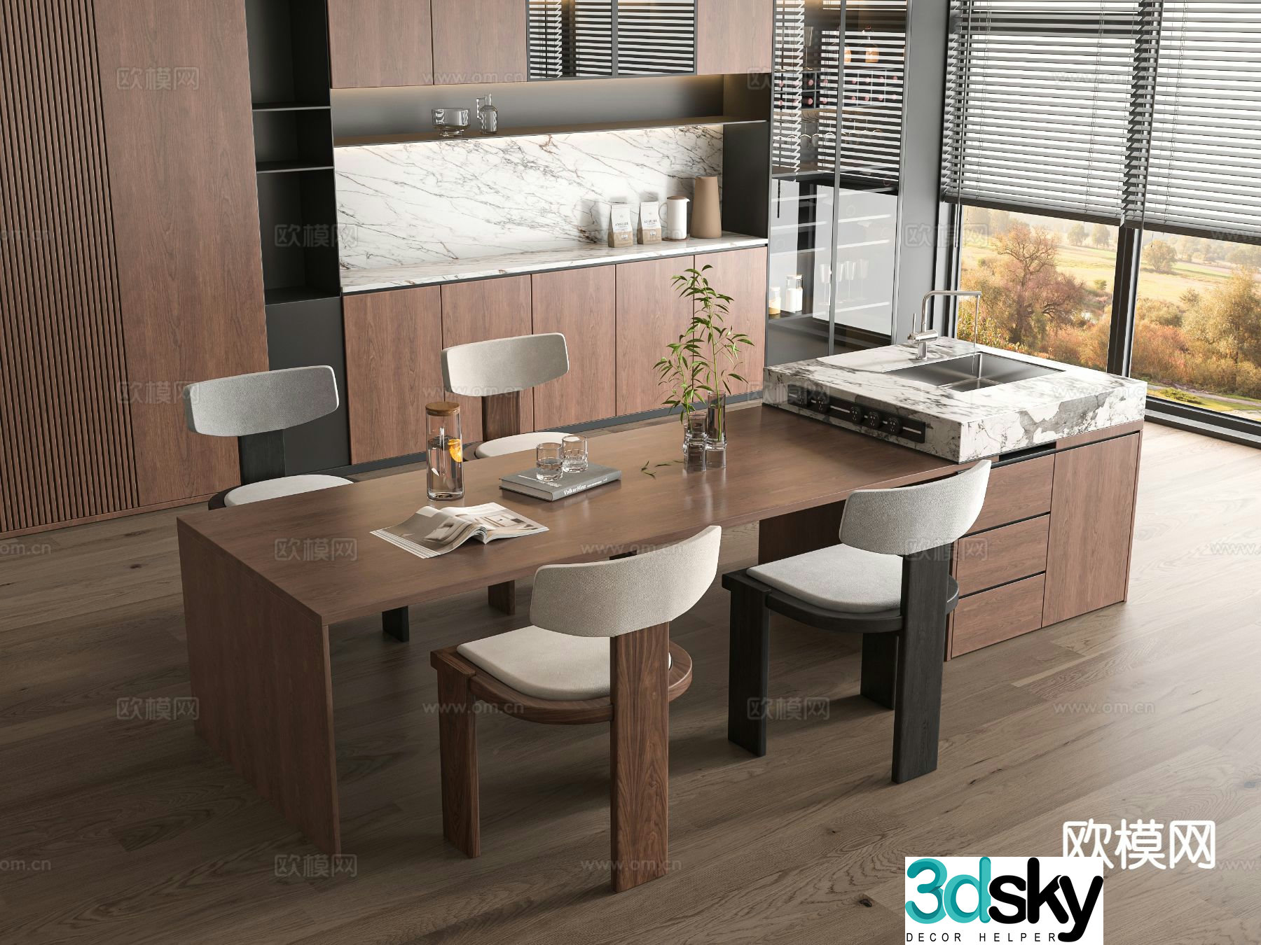 3D model of medieval island restaurant