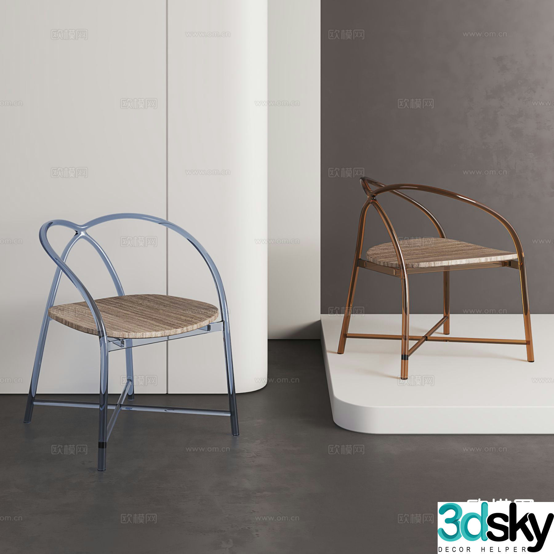 Modern leisure chair outdoor chair acrylic chair 3d model