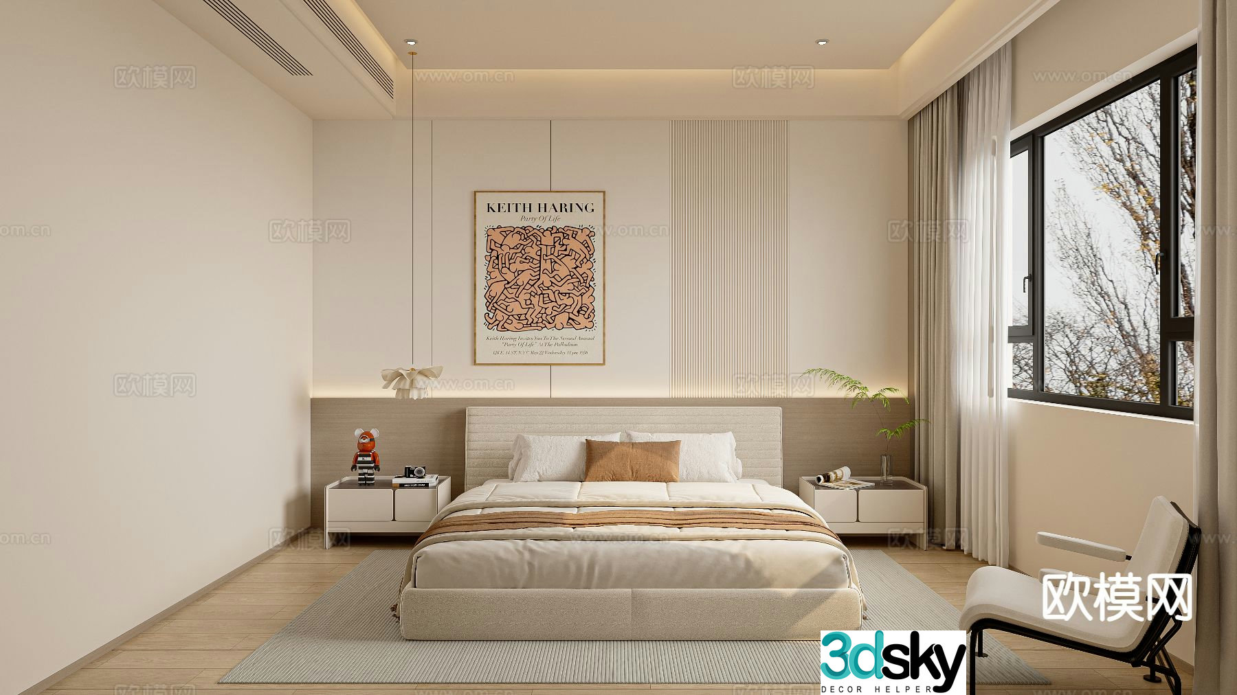 Cream style bedroom master bedroom 3d model