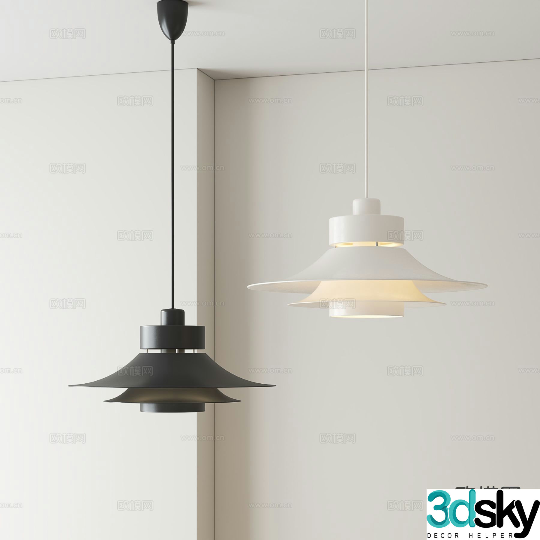 Modern flying saucer chandelier 3d model