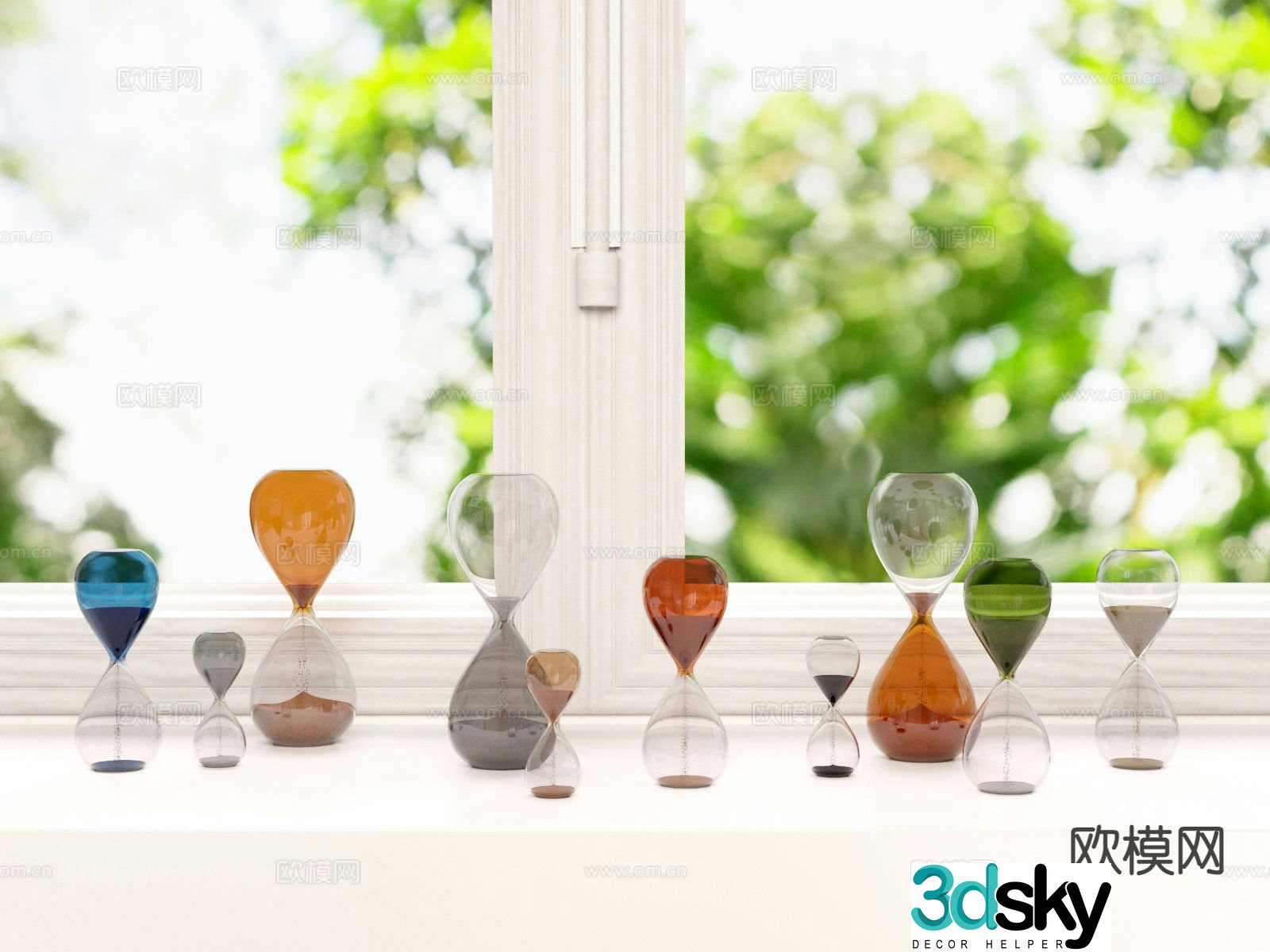 Modern glass hourglass 3d model