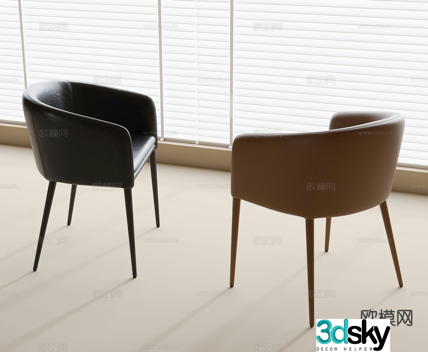 leather chair dining chair 3d model