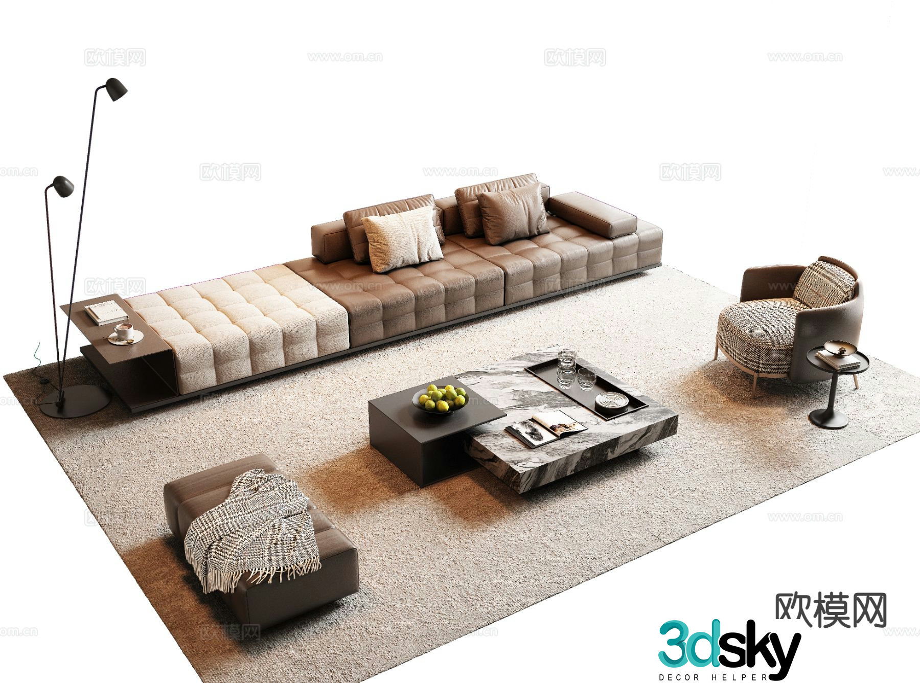 Italian sectional sofa 3d model