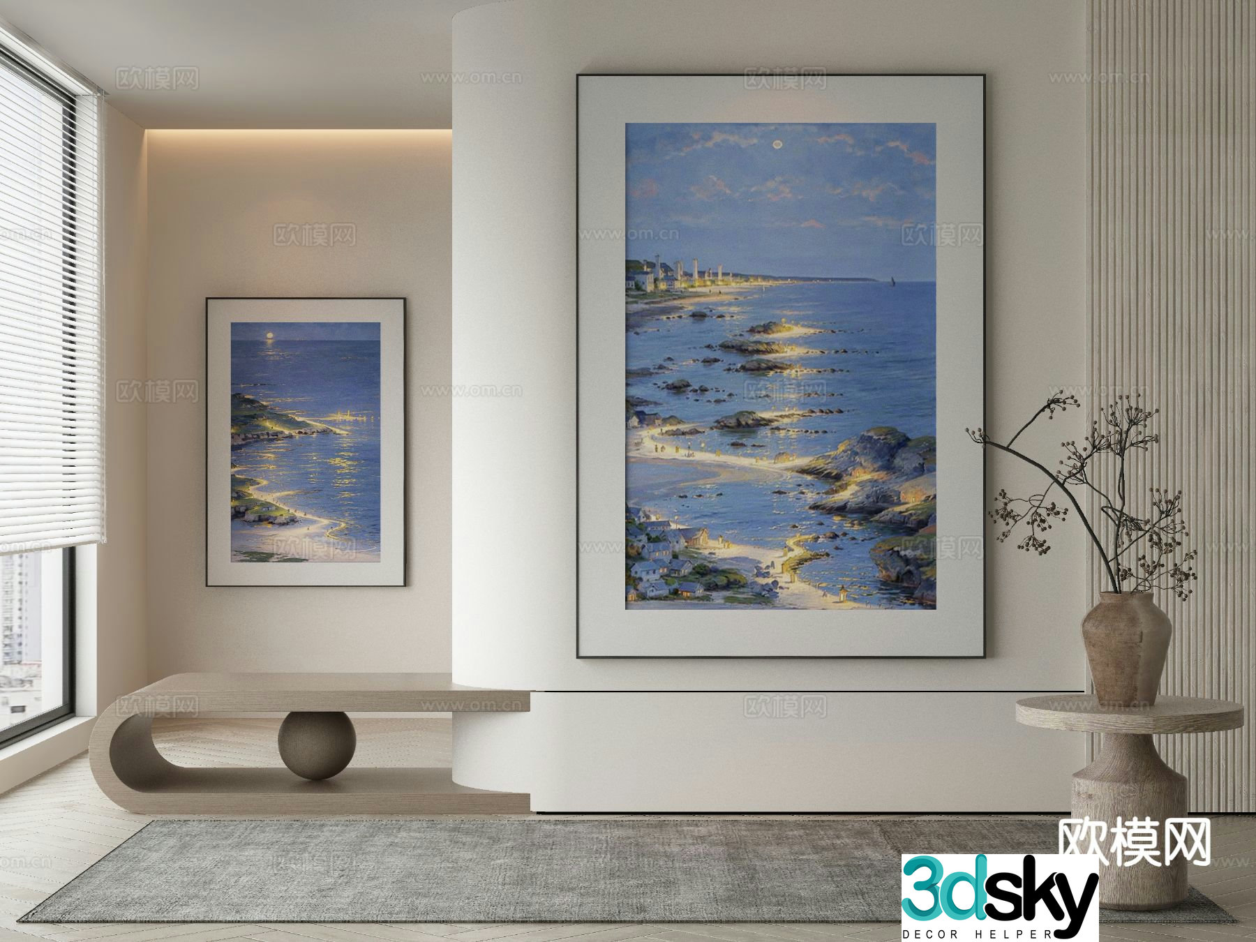 Modern landscape painting decorative painting 3d model
