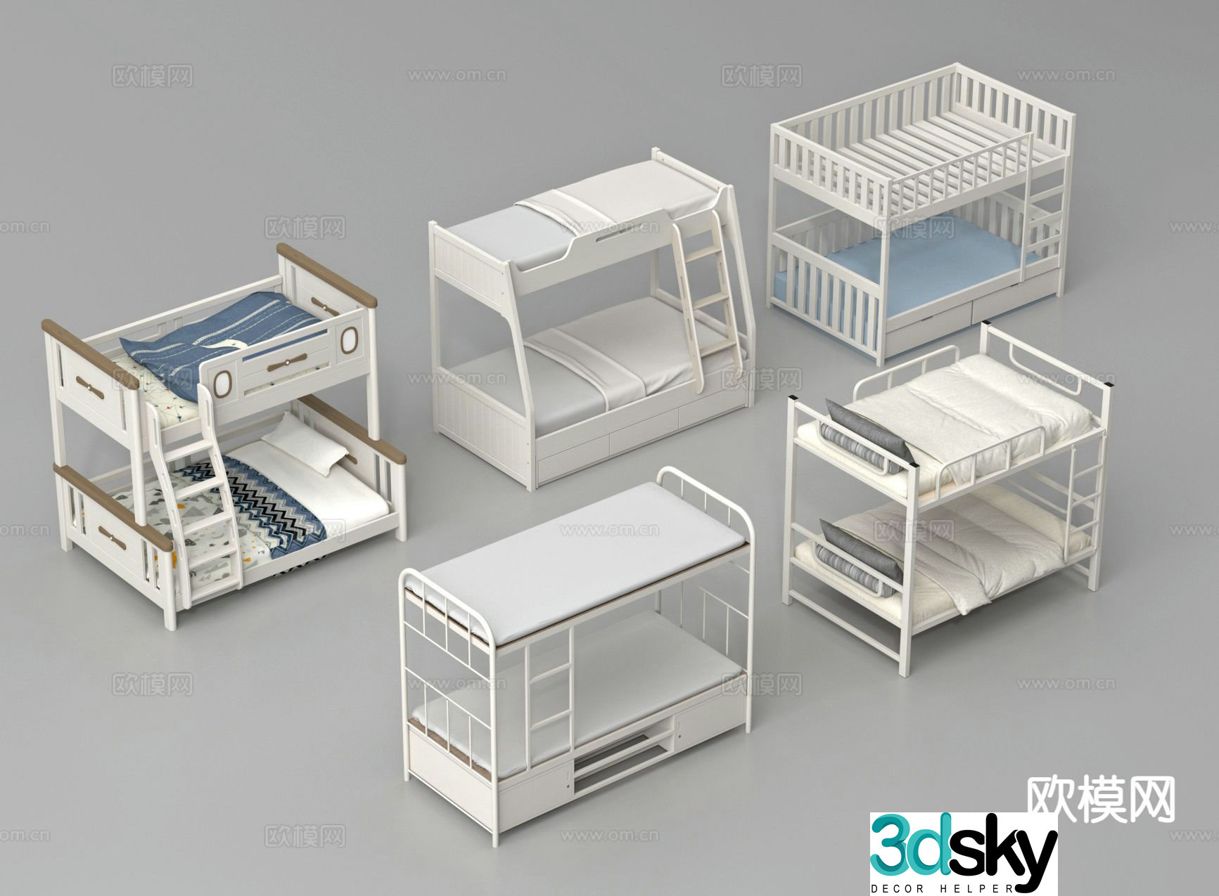 Dormitory bed bunk bed bunk bed 3d model
