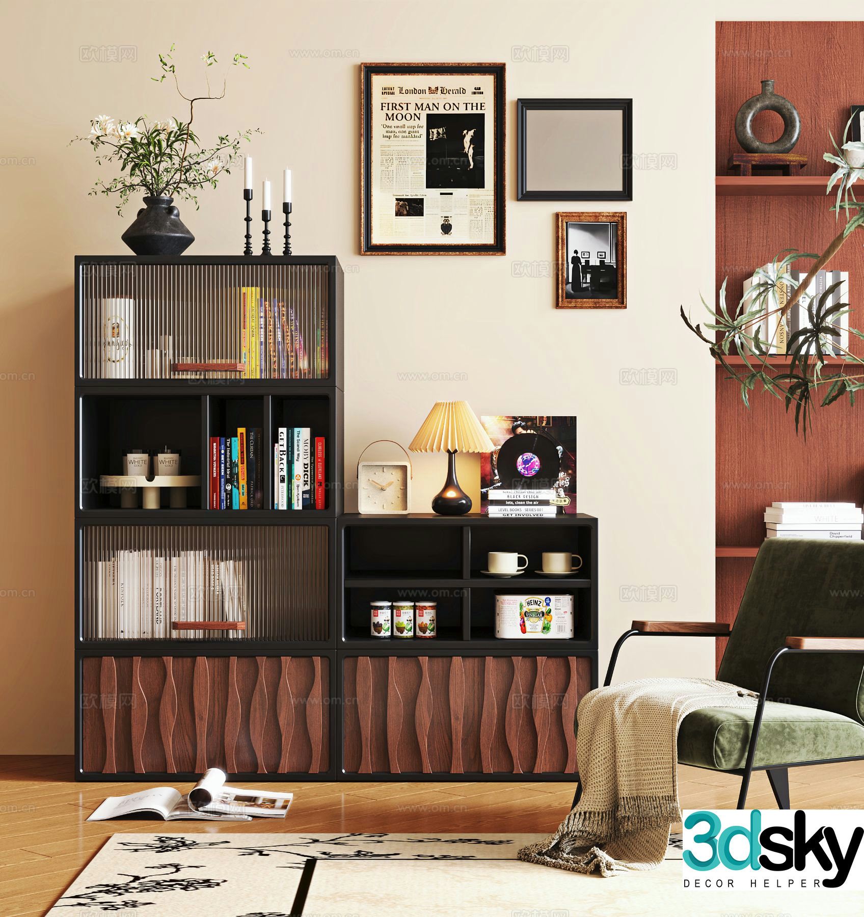 Medieval style bookcase 3D model
