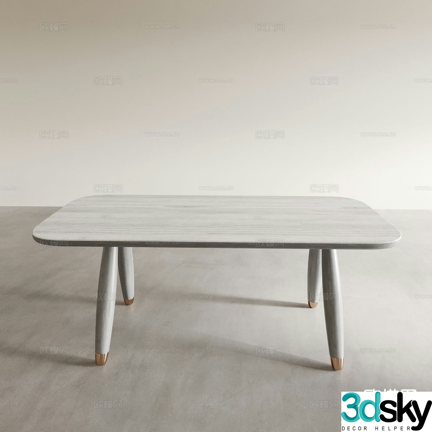 Modern dining table long table square table 3d model