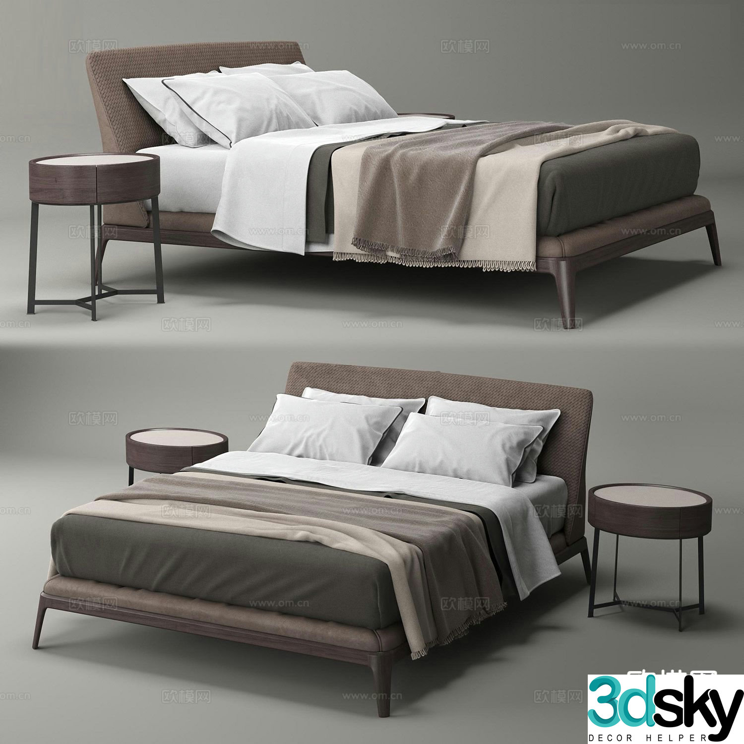 Modern double bed 3d model