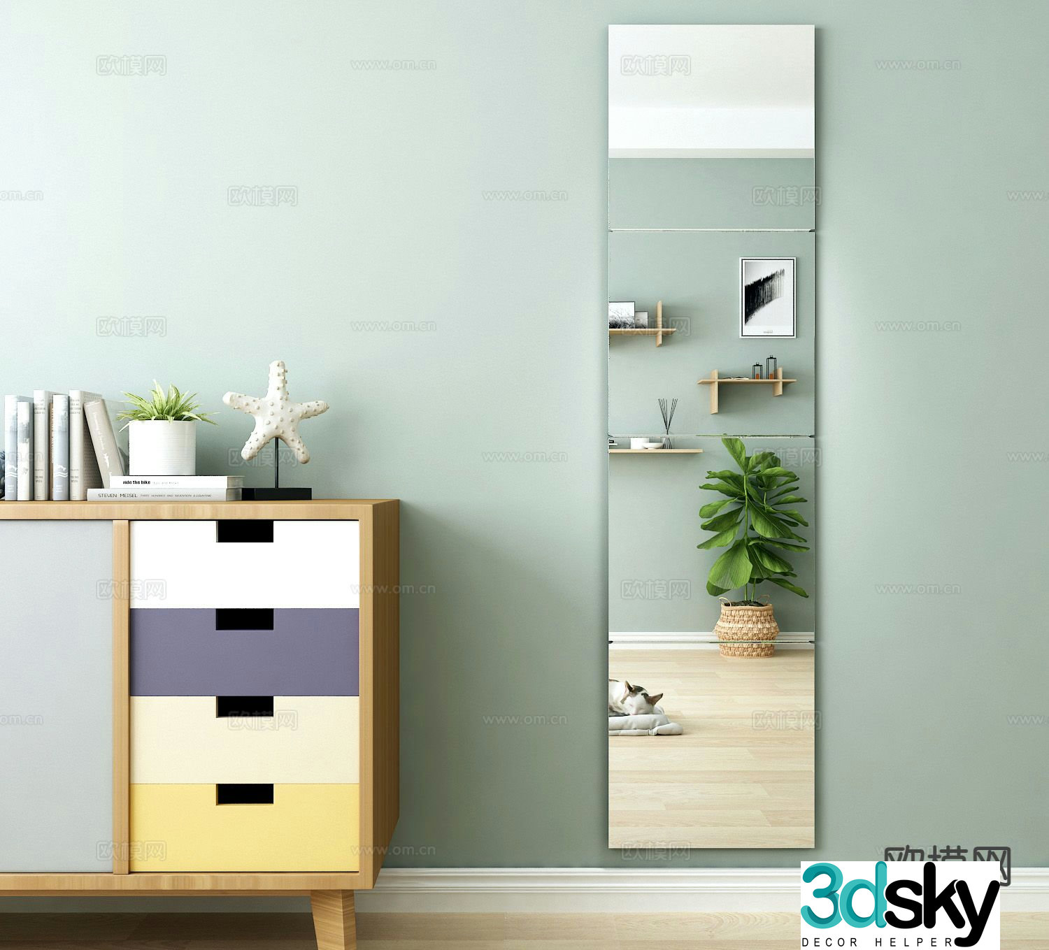 Nordic mirror full-length mirror full-length mirror 3d model