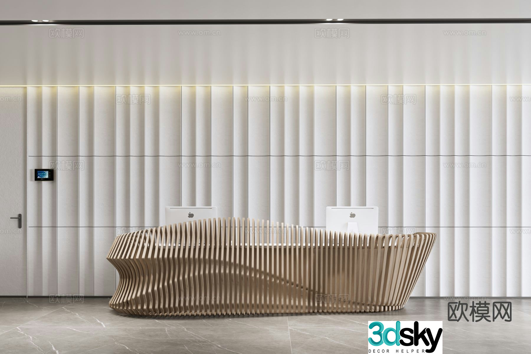 Modern front desk B&B front desk hotel front desk 3D model