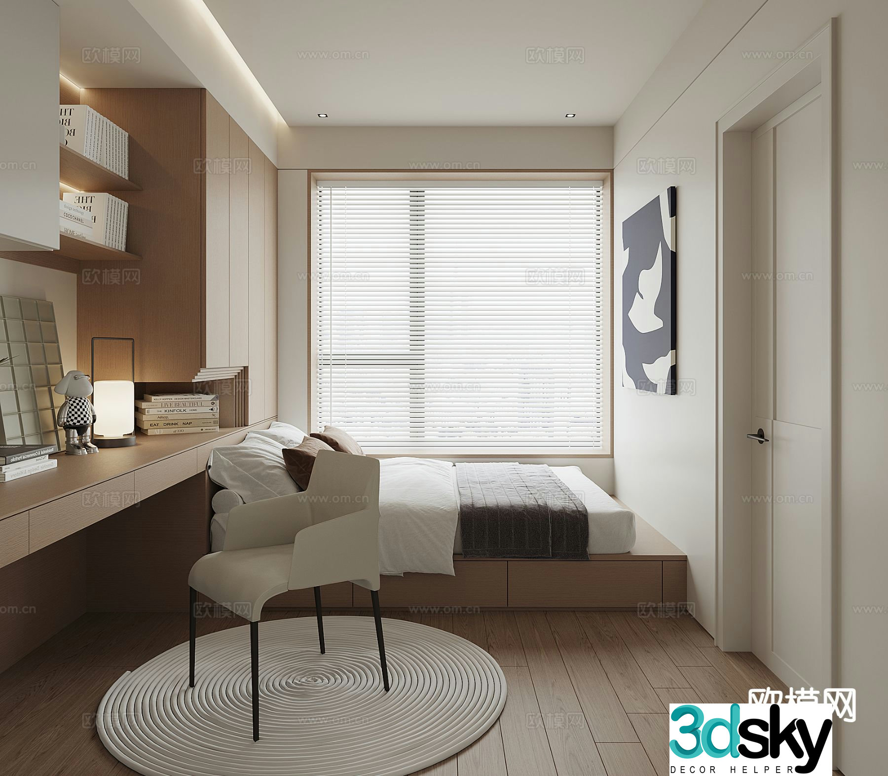 Modern tatami bedroom 3d model