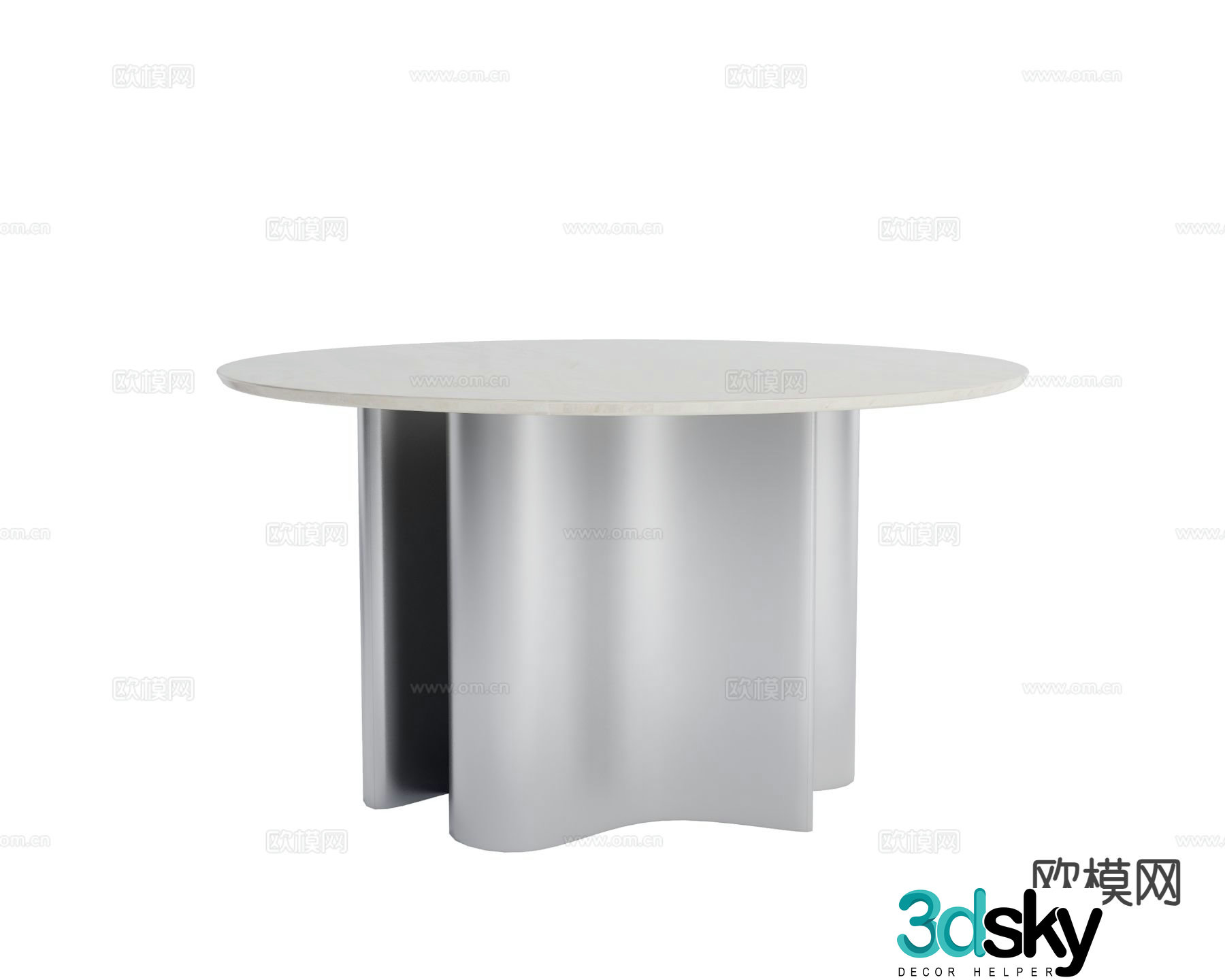 Modern metal dining table round dining table 3d model