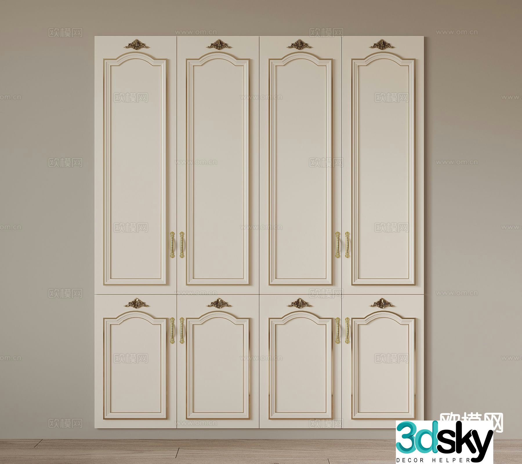 French cabinet door carved cabinet door glass cabinet door 3D model